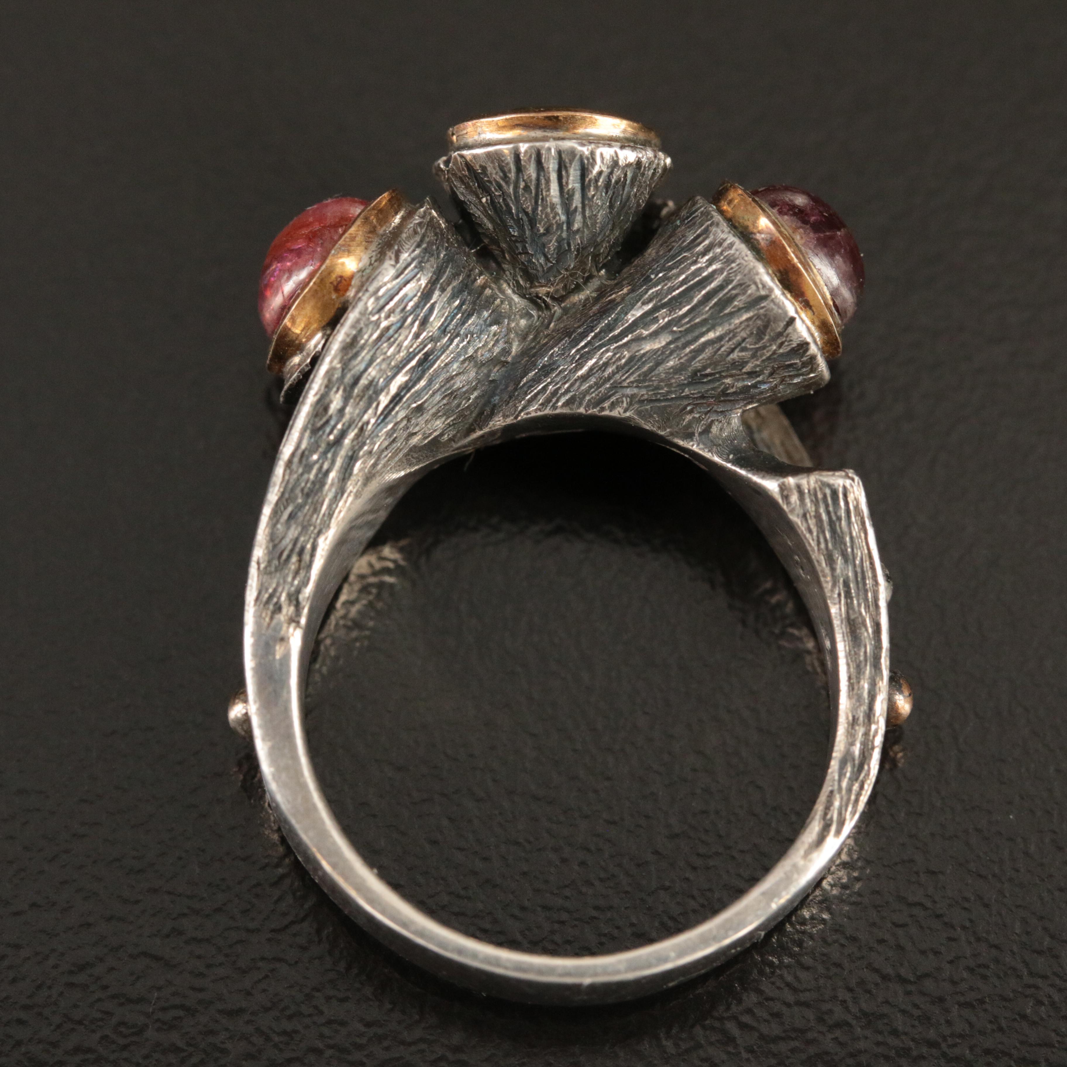 Sterling Peridot and Tourmaline Ring