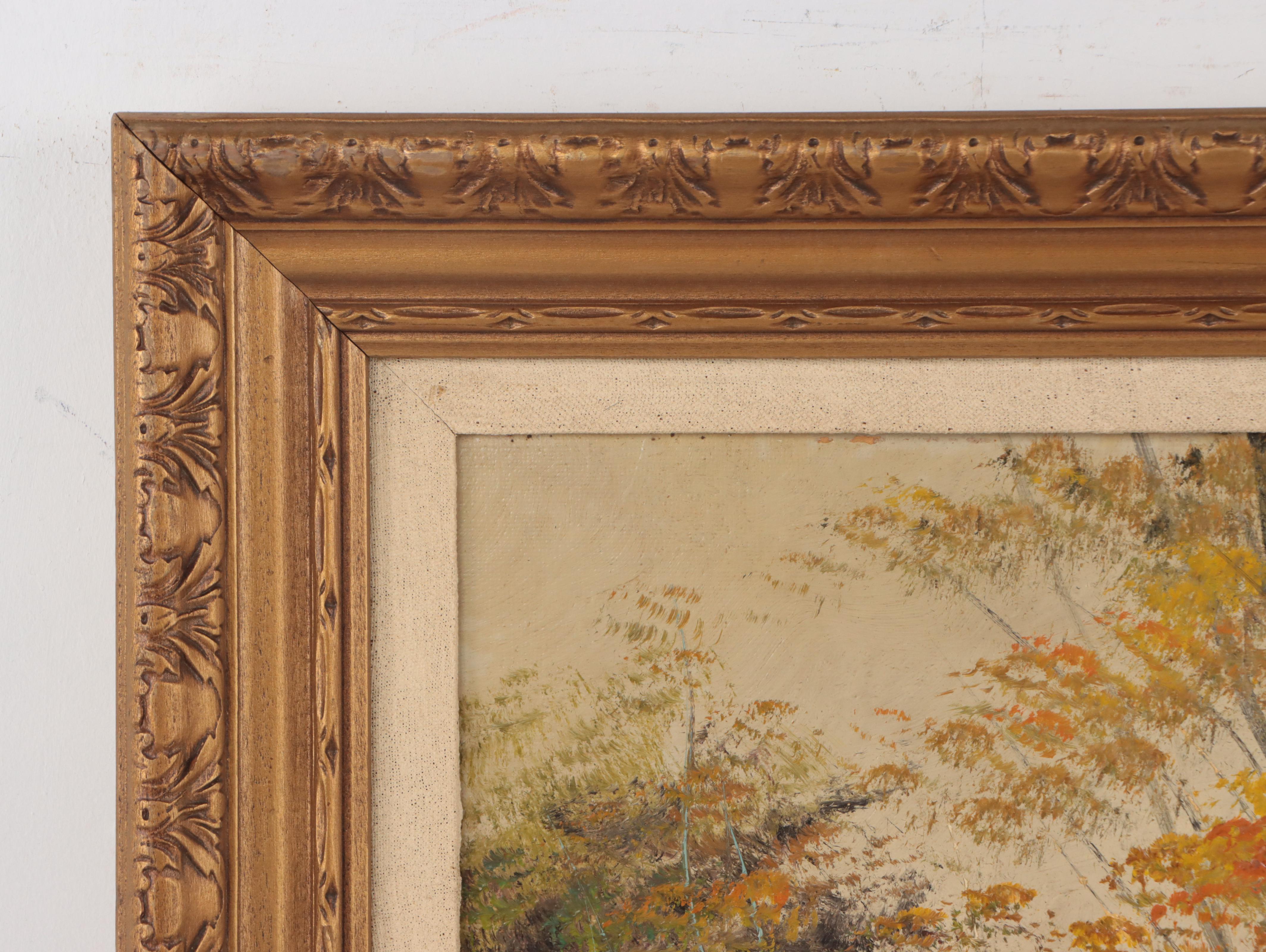 Idyllic Forest Interior With Pond Oil Painting, 1971