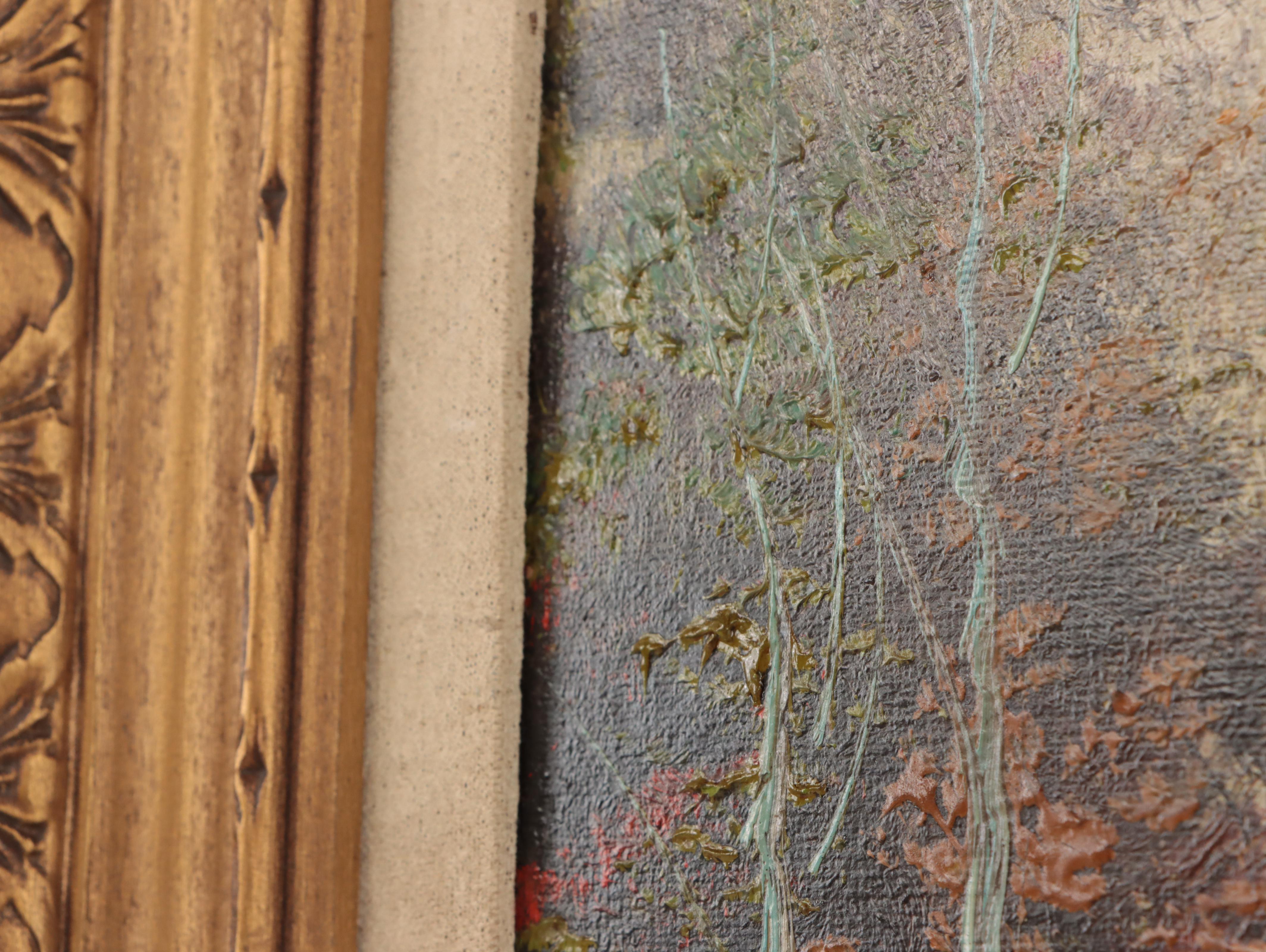 Idyllic Forest Interior With Pond Oil Painting, 1971