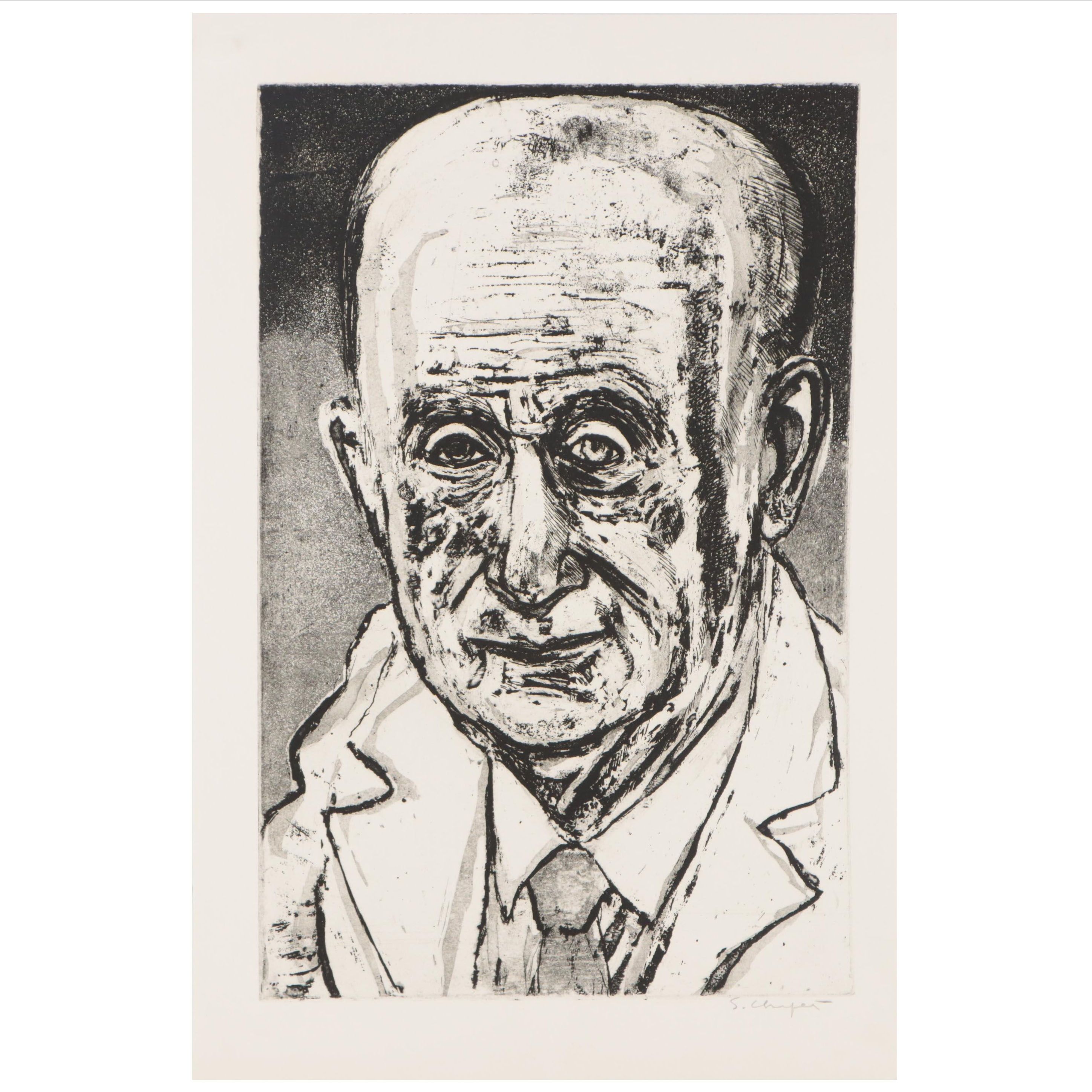 Sidney Chafetz Etching With Aquatint "Dr. Zollinger," 1975