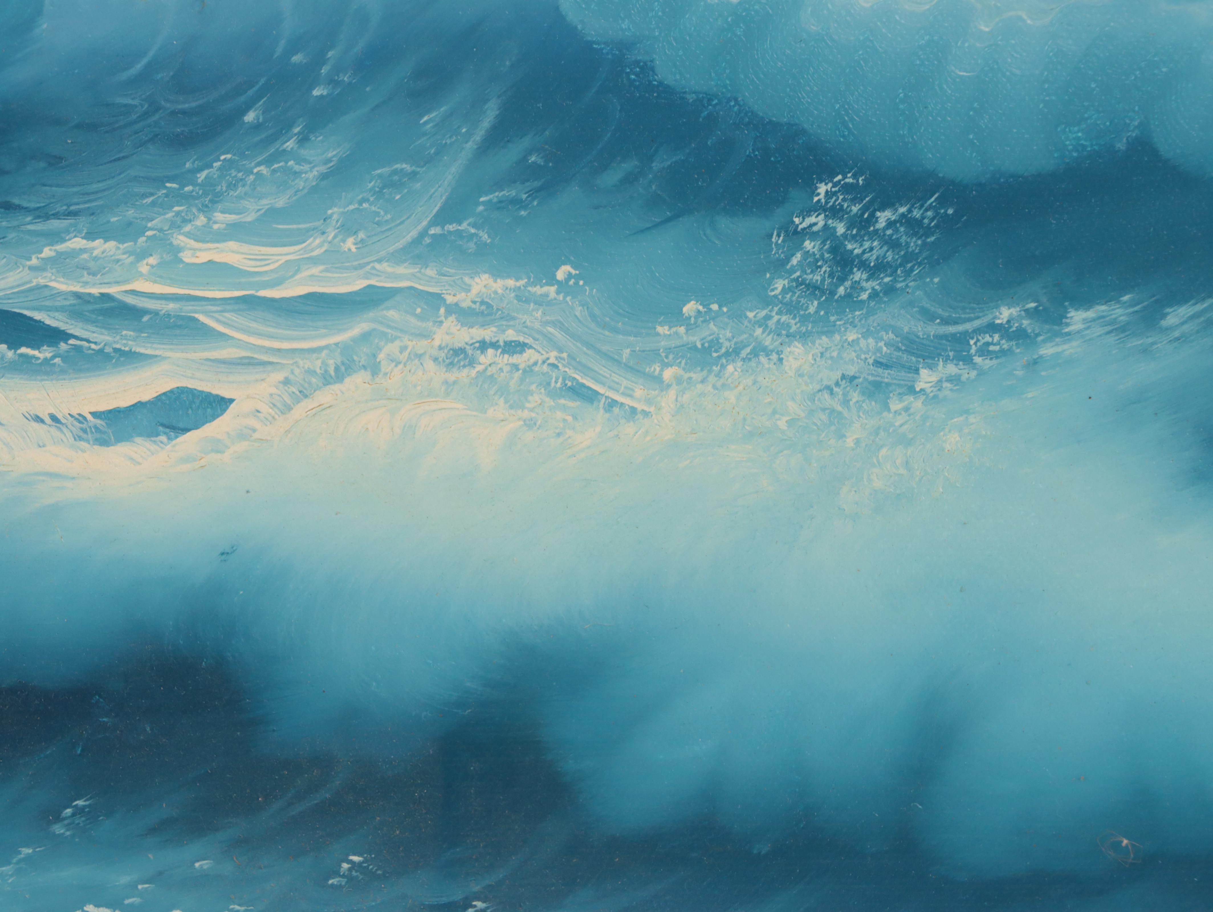 Idyllic Seascape Oil Painting, Mid-20th Century