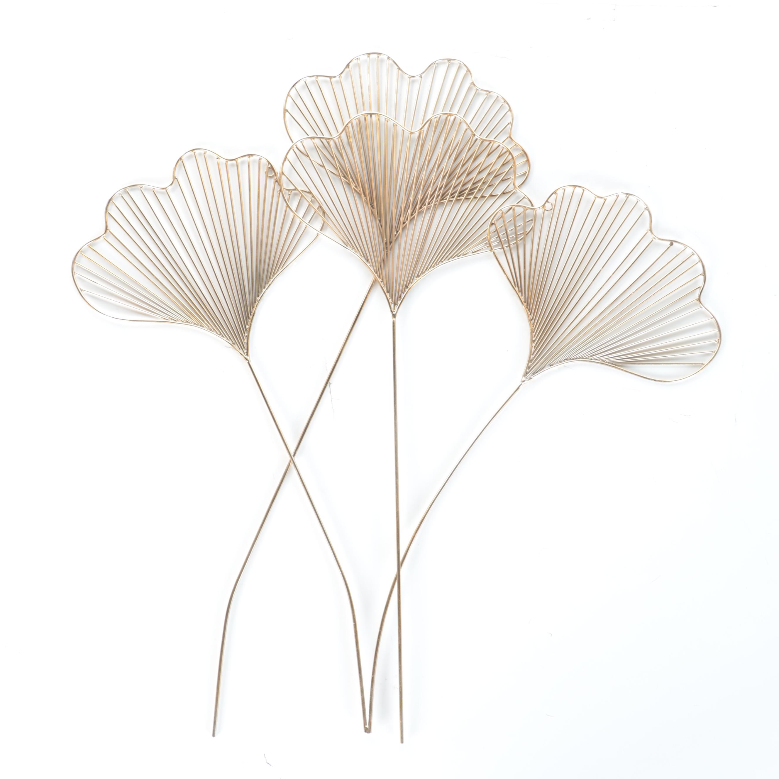 Contemporary Gold Tone Metal Ginkgo Leaf Sculptural Wall Hanging