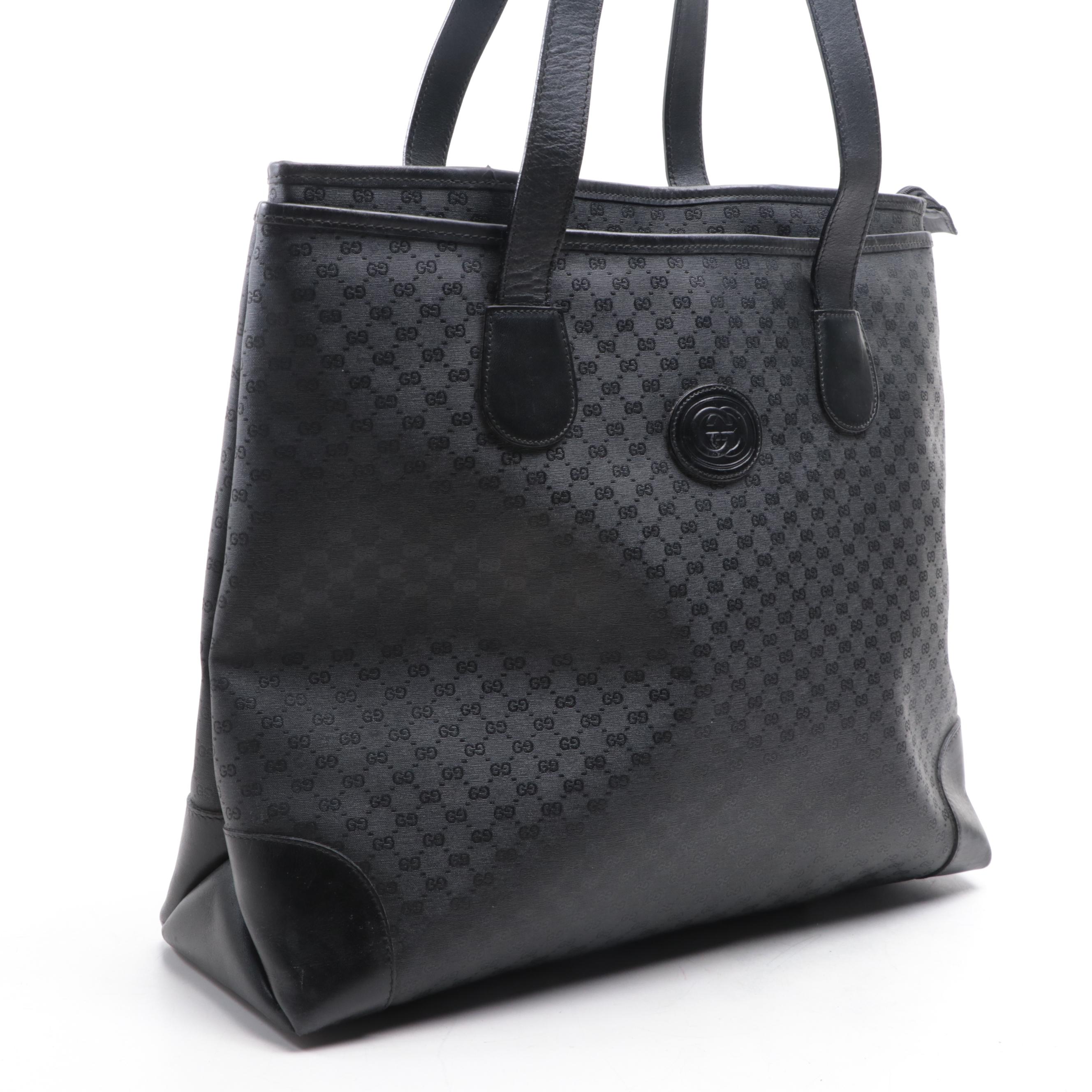 Gucci Tote Bag in Black Supreme GG Canvas and Leather