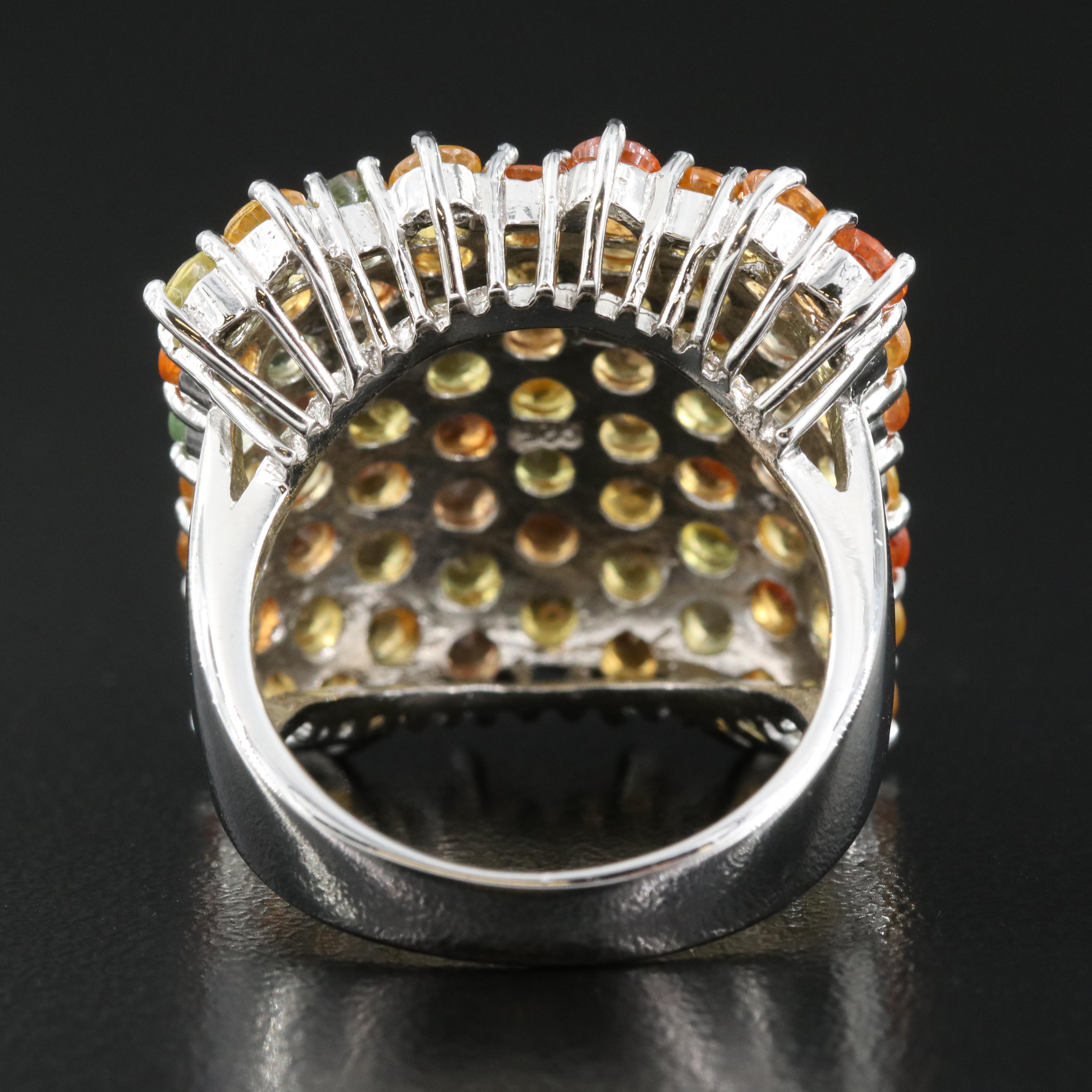 Sterling Sapphire Cluster Ring