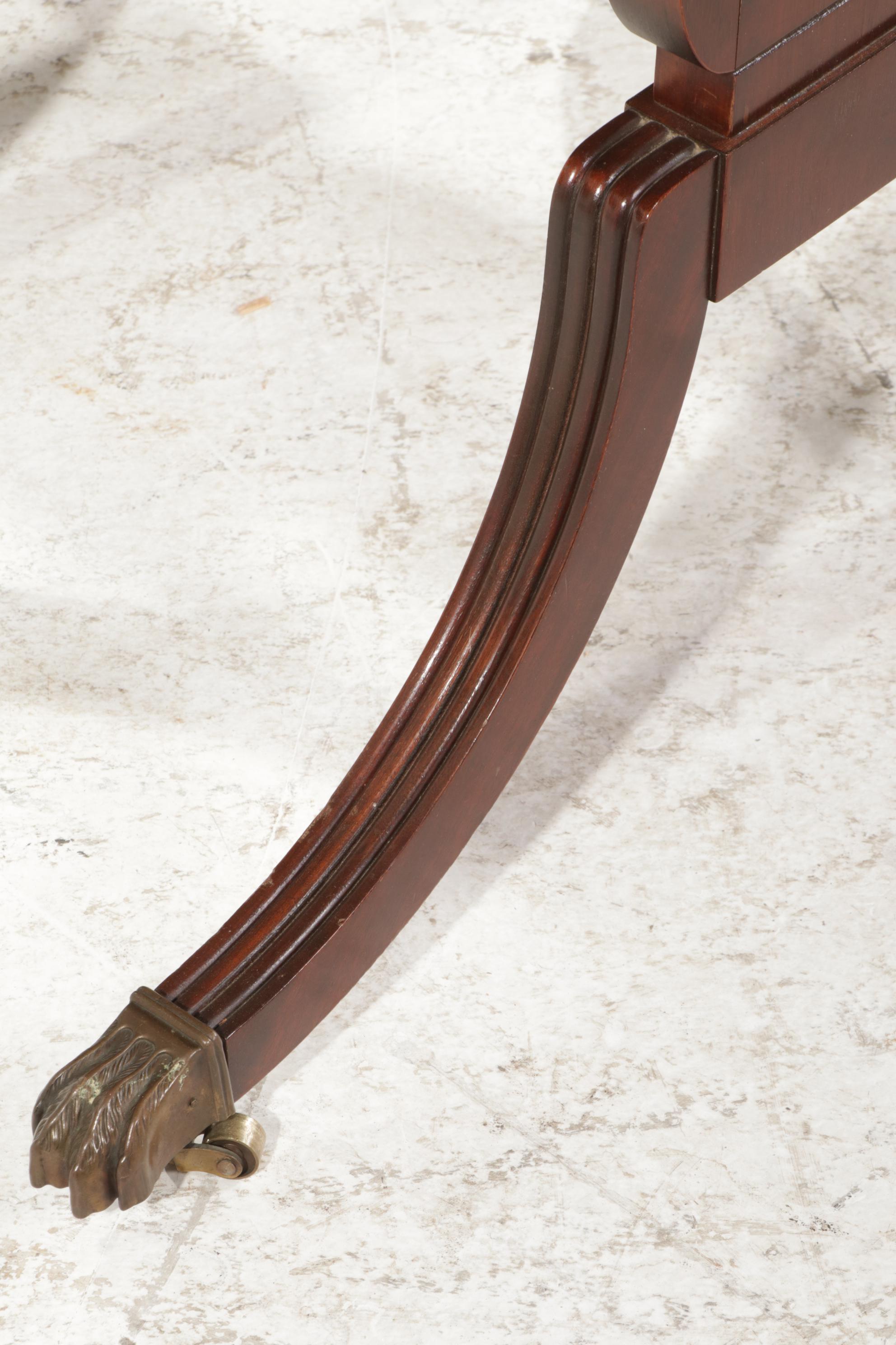 Classical Style Mahogany Dining Table and Featherback Chairs, c. 1940