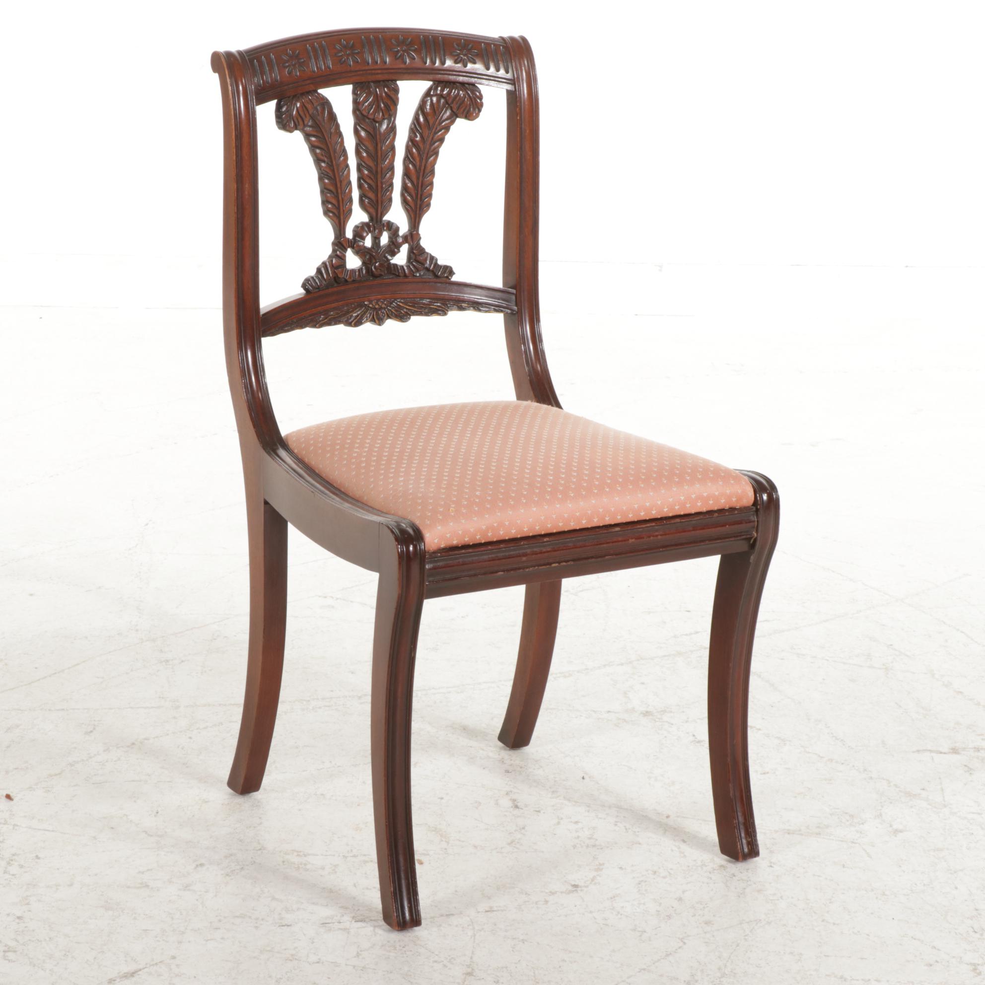 Classical Style Mahogany Dining Table and Featherback Chairs, c. 1940