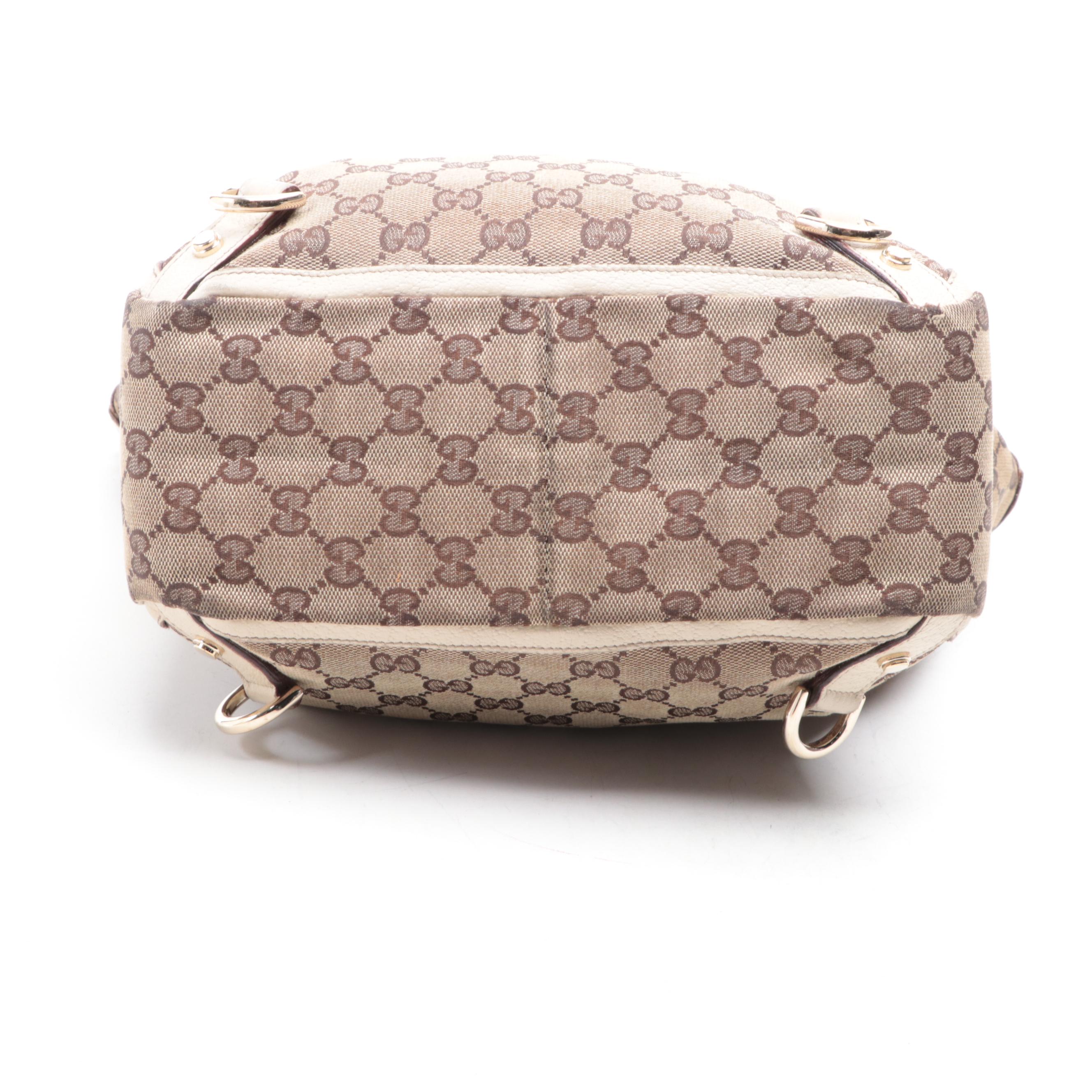 Gucci Abbey D-Ring Tote in GG Canvas and Cinghiale Leather