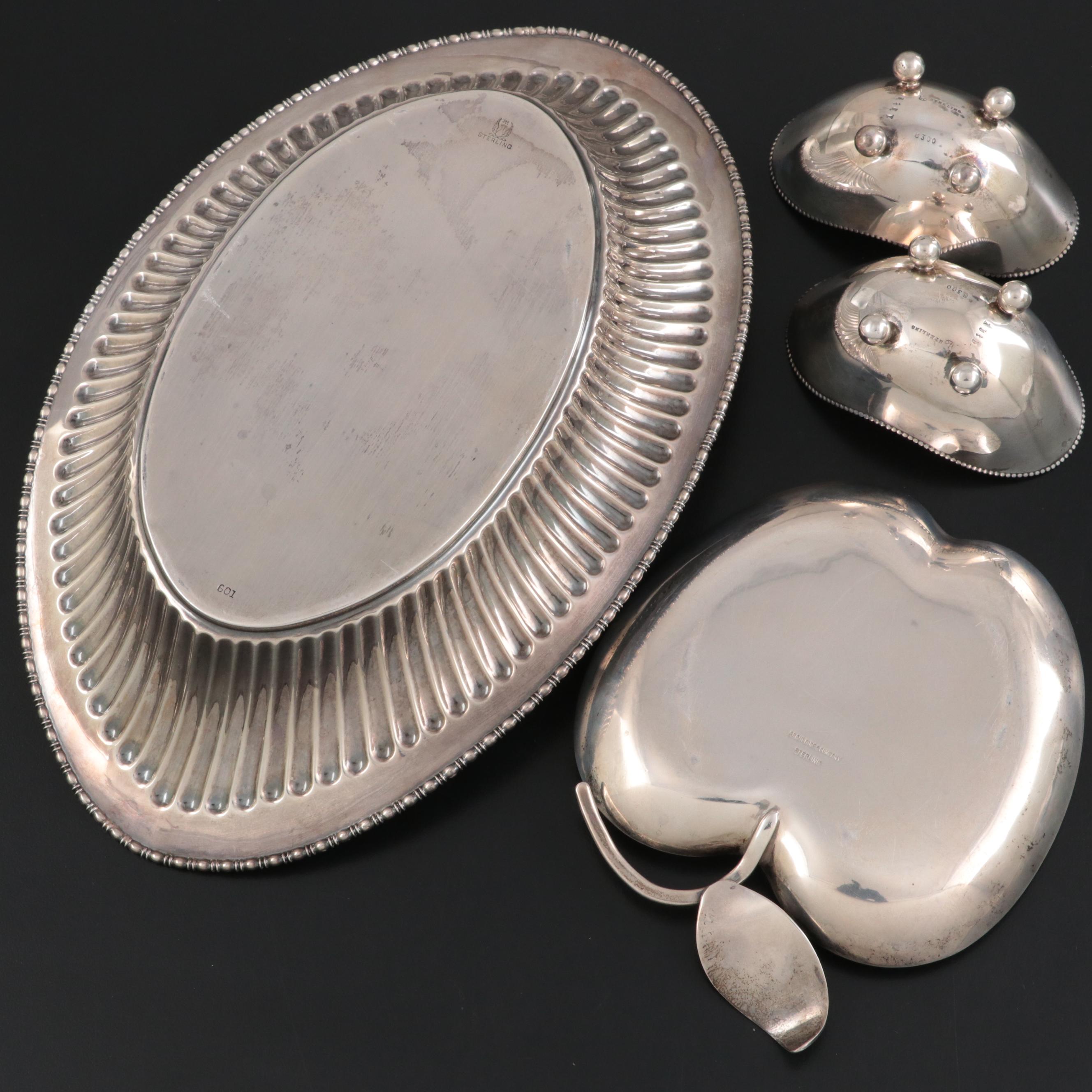 Meriden Brittania Co. Sterling Silver Bread Tray with Other Sterling Tableware