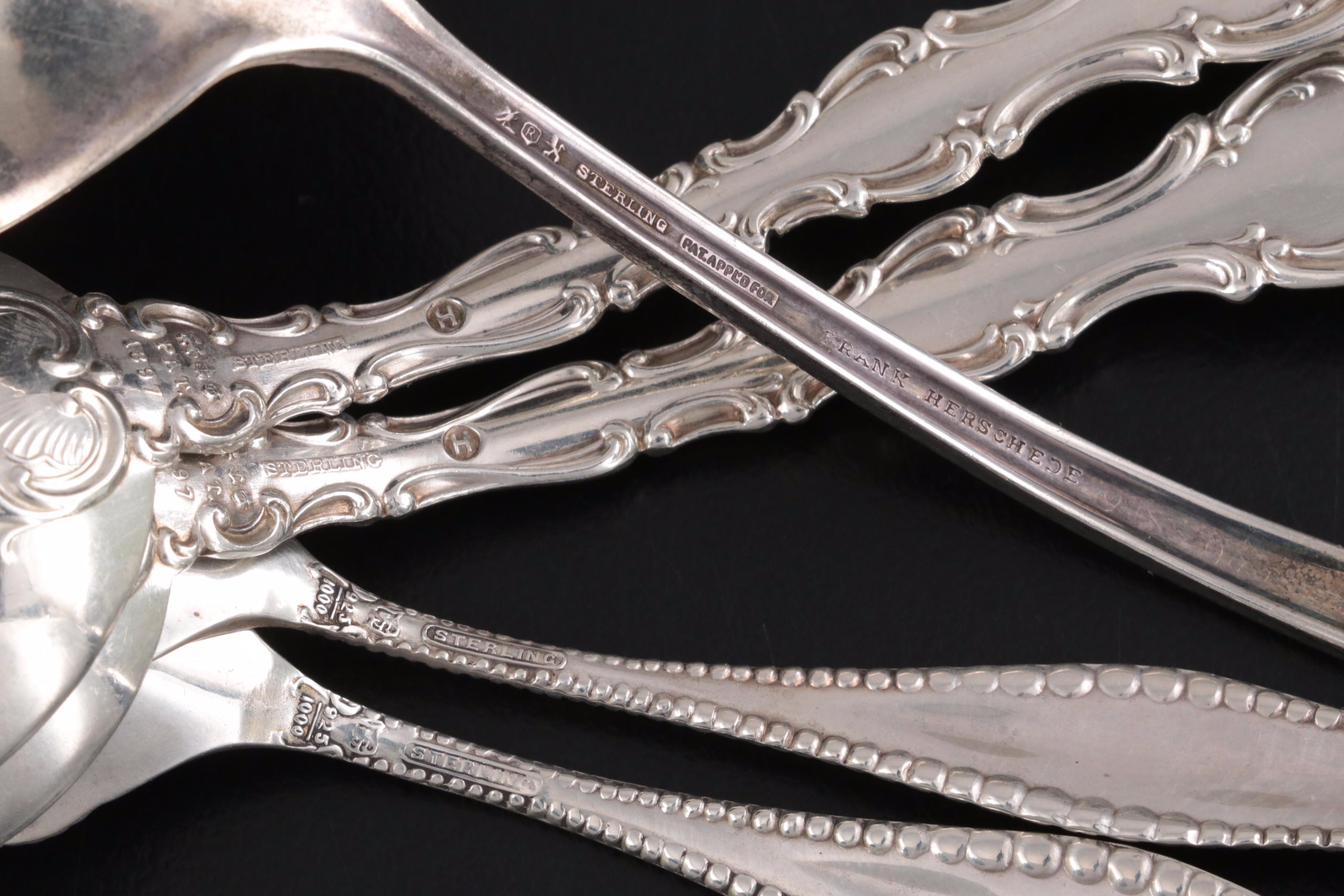 Meriden Brittania Co. Sterling Silver Bread Tray with Other Sterling Tableware