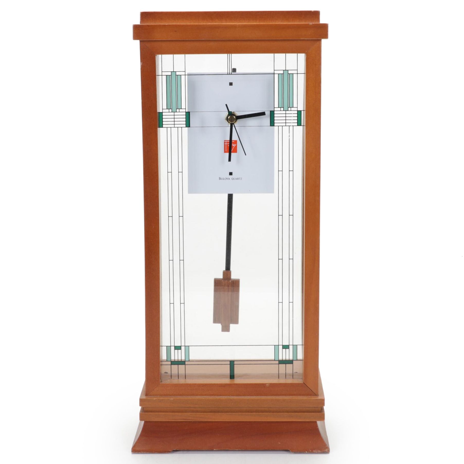 Frank Lloyd Wright "Willits" Walnut Quartz Mantel Clock by Bulova