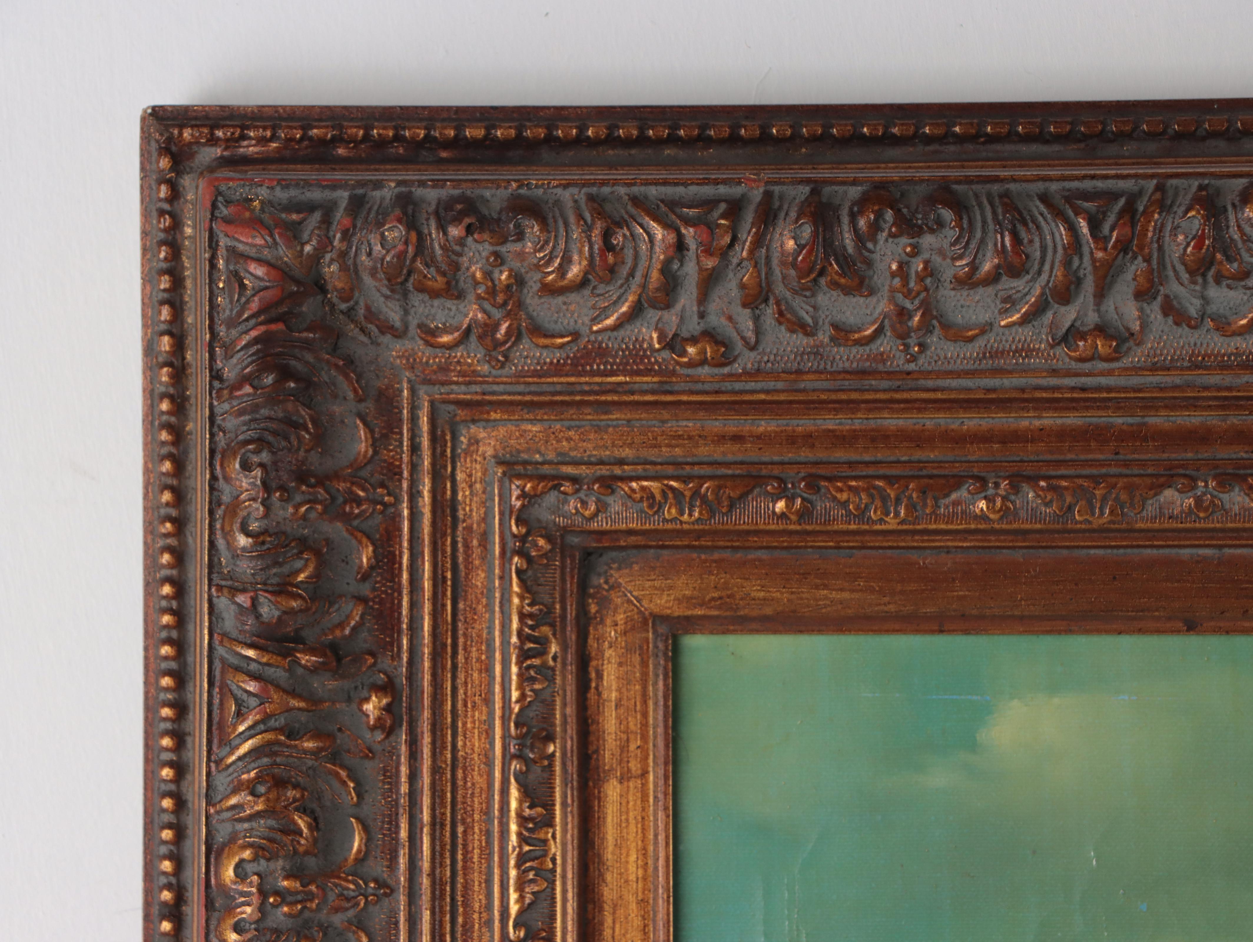 Oil Painting of White Dog in Landscape After George Stubbs