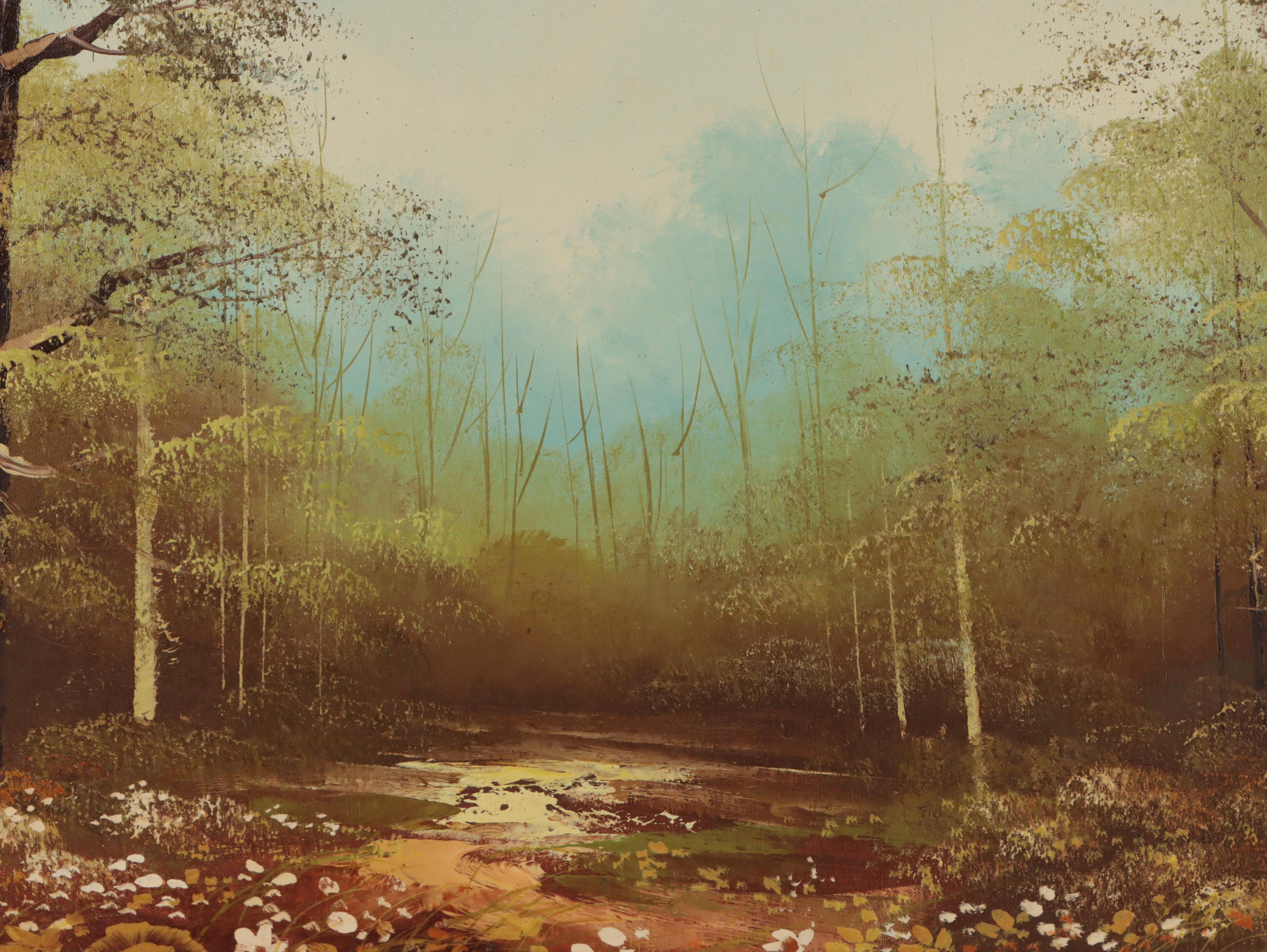 Carl Madden Idyllic Woodland Landscape Oil Painting, Circa 1960