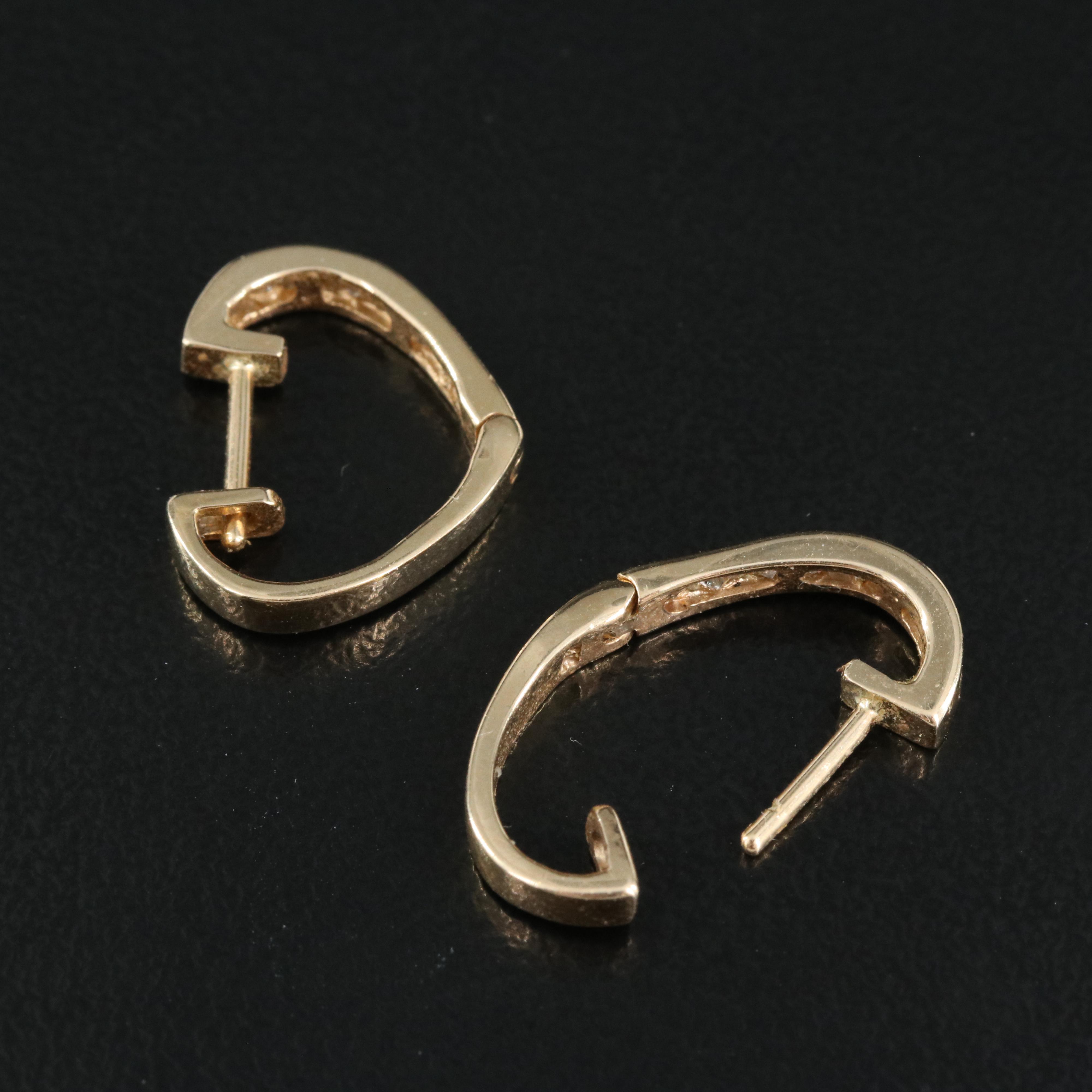 14K 0.24 CTW Diamond Channel Set Heart Huggie Earrings