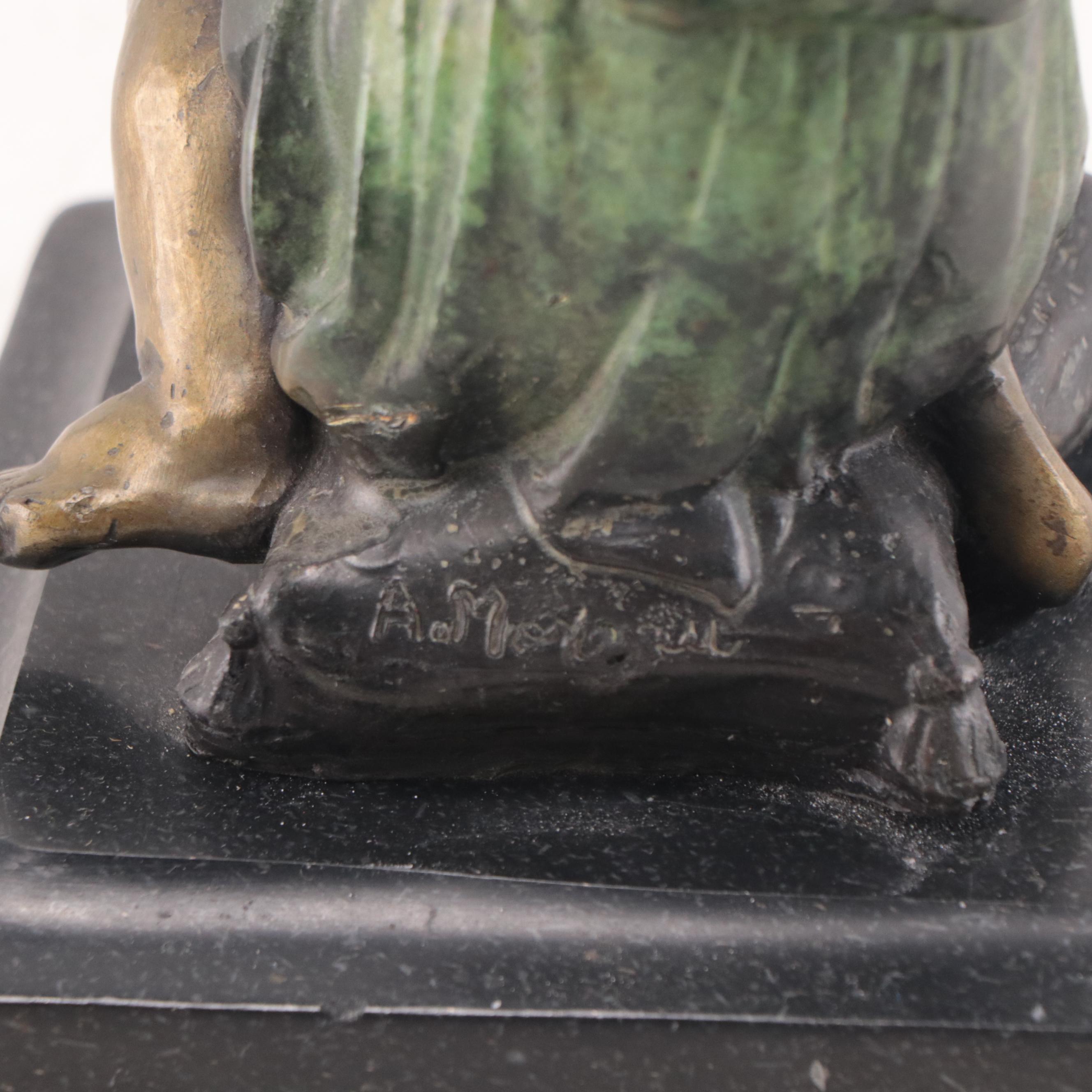 Bronze Sculpture After Auguste Moreau of Praying Child