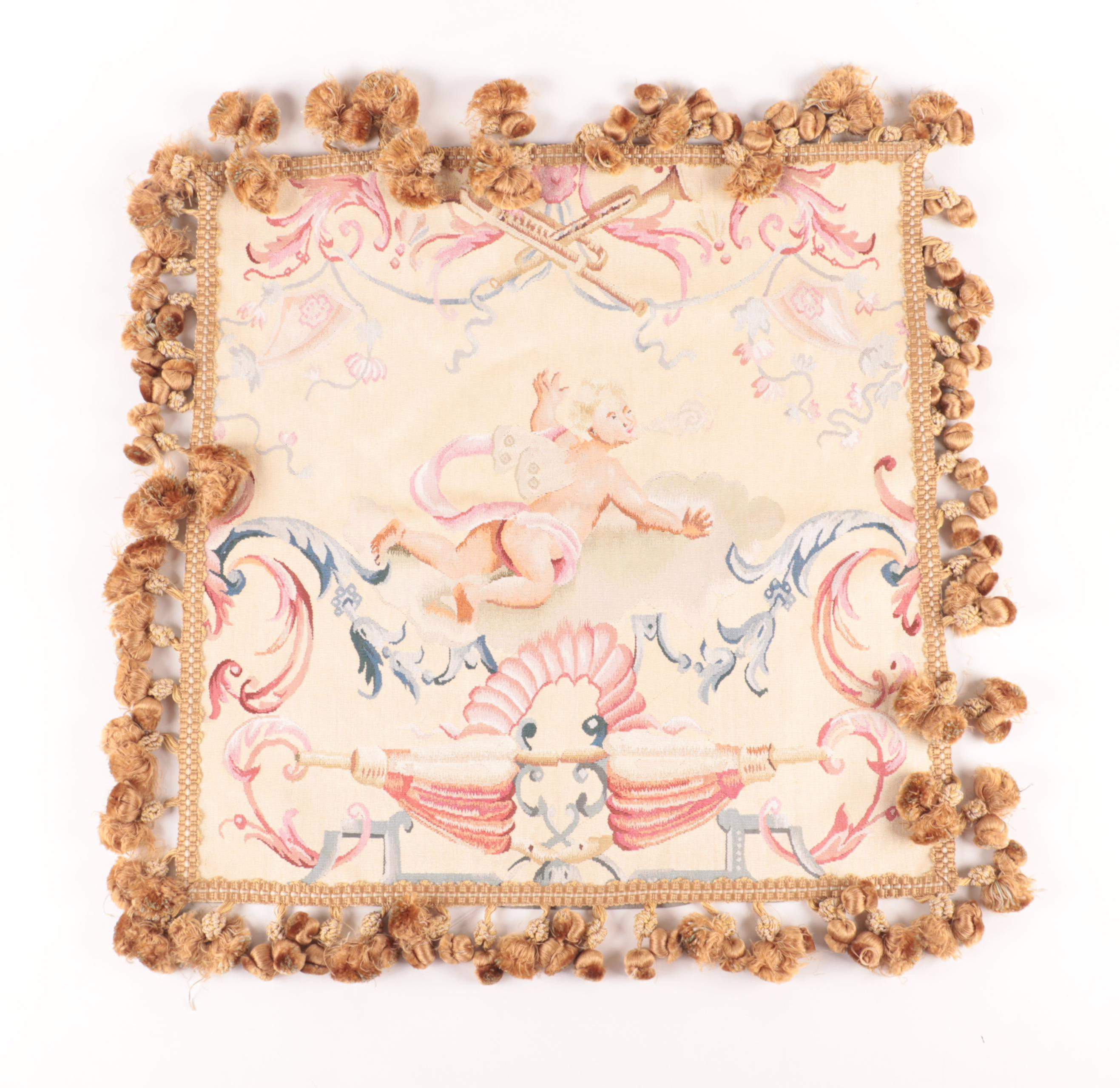 Baroque Style Woven FAbric Pillow Covers With Tassel Trim