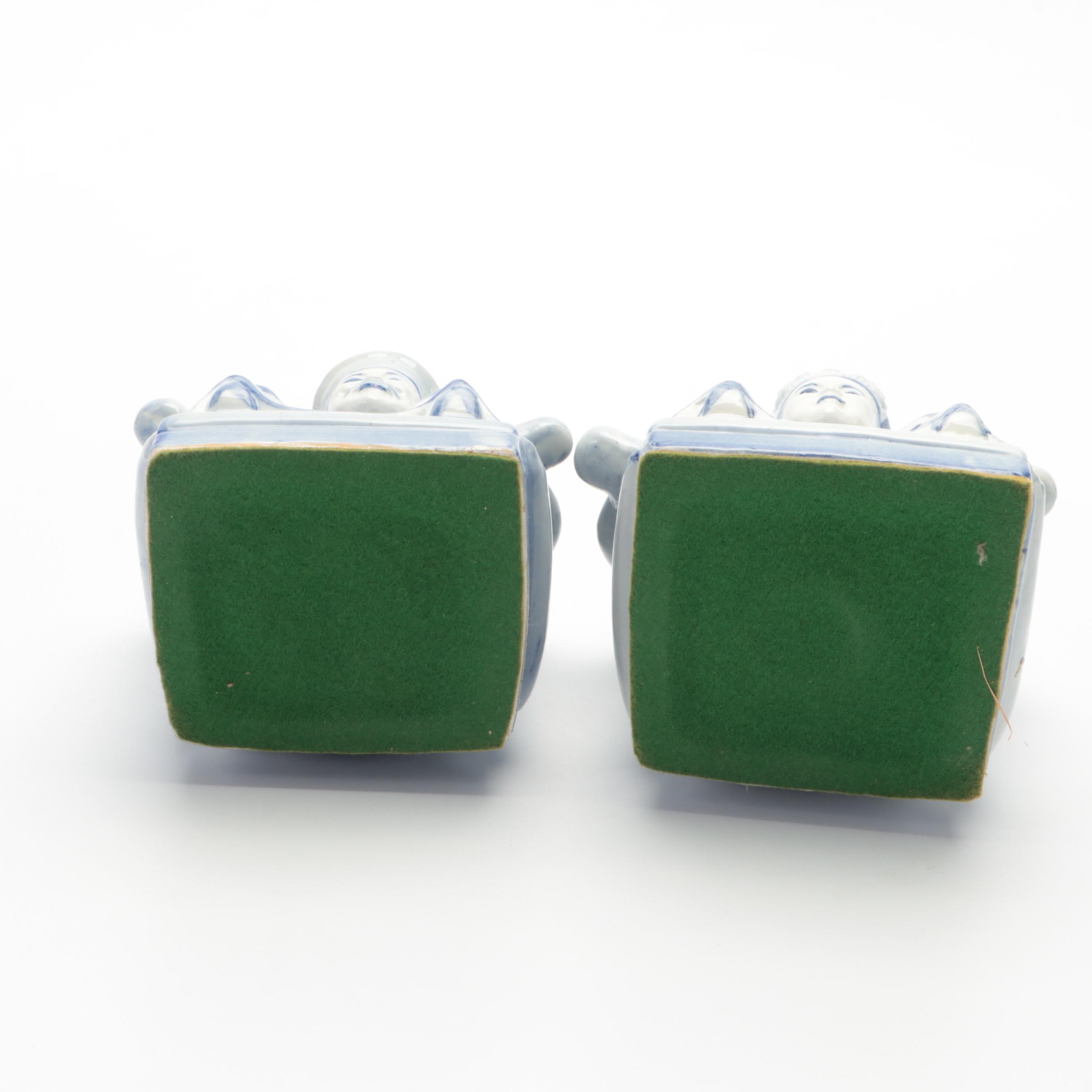 Chinese Blue on White Emperor and Empress with Budai Medallions