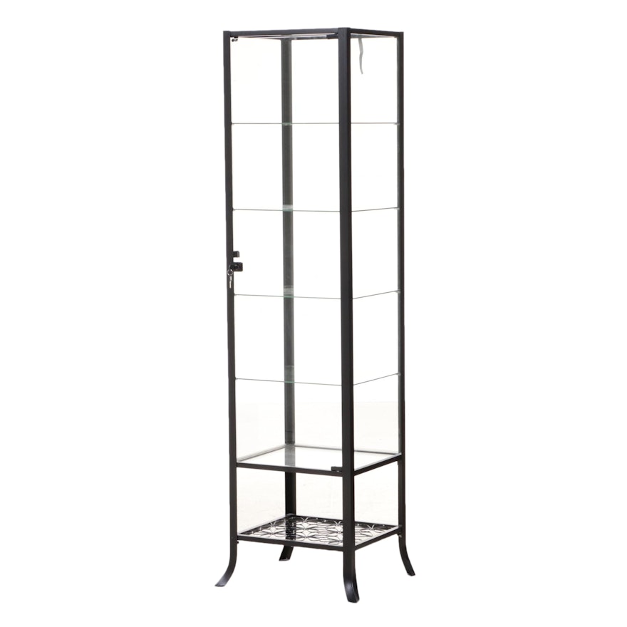 Contemporary Blackened Metal and Glass Display Cabinet