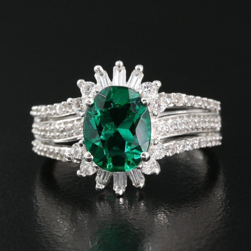 Sterling Emerald and Sapphire Ring