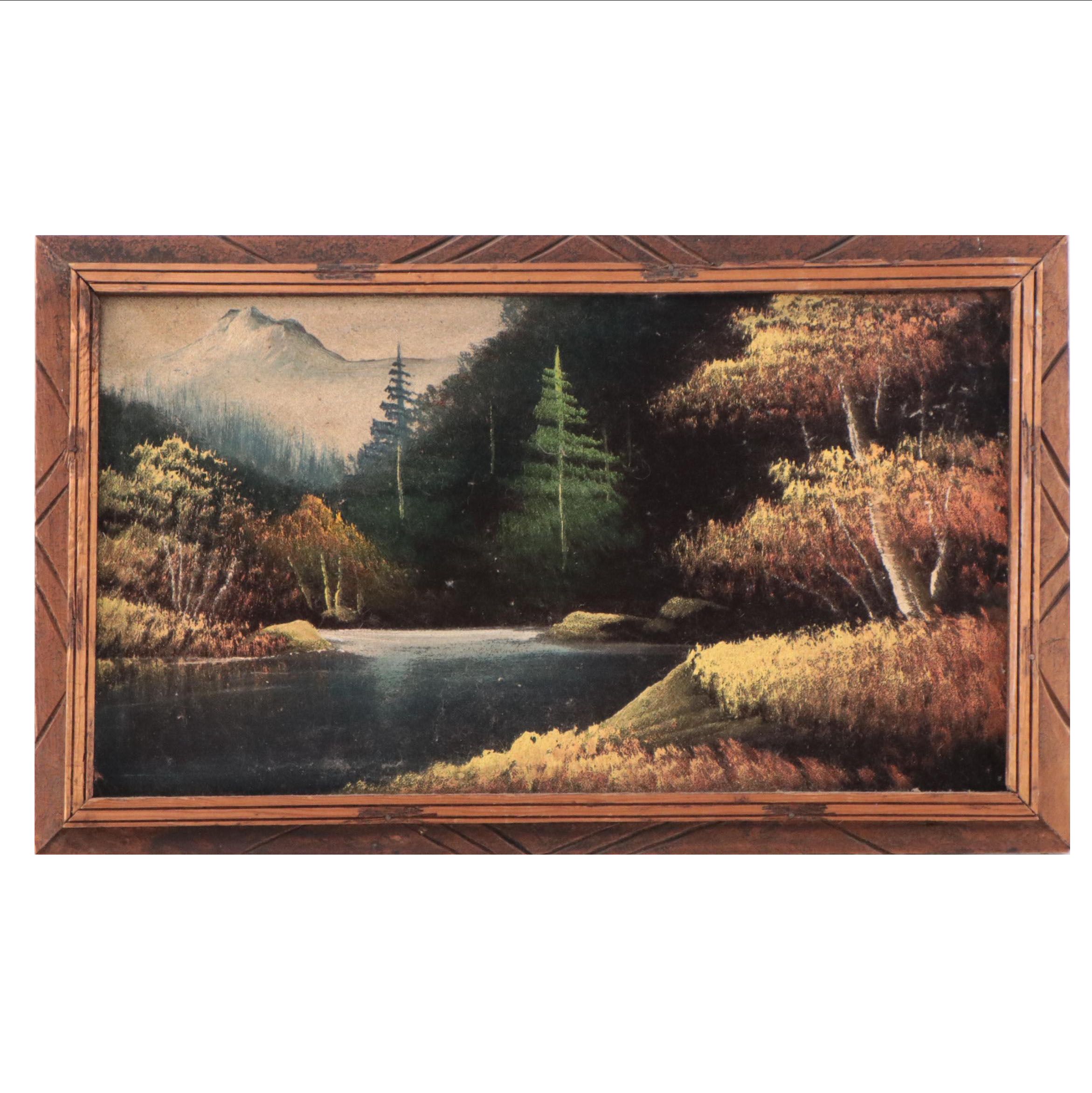 Wilderness Landscape Acrylic Painting on Velvet