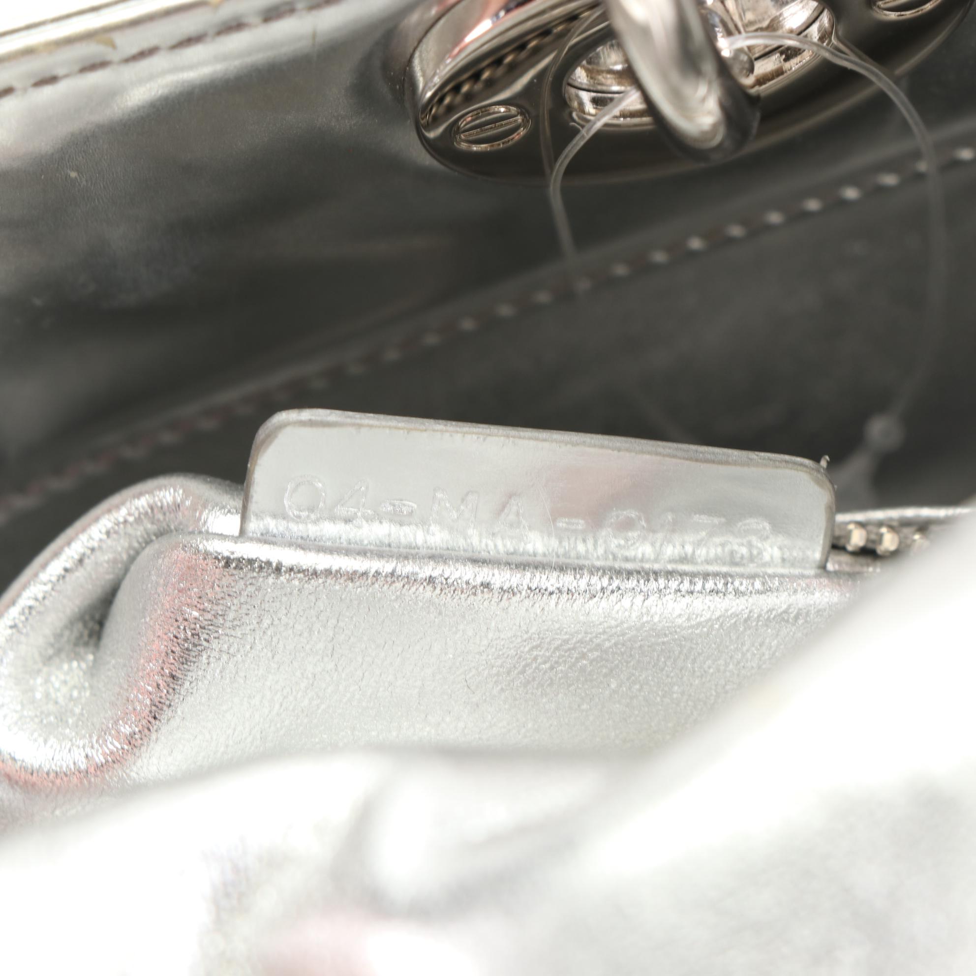 Christian Dior Mini Lady Dior Handbag in Metallic Patent Leather