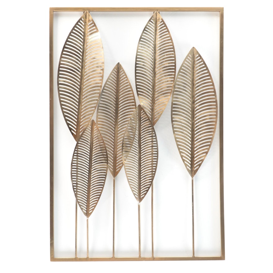 Pierced Brass Leaves Wall Art Attributed to Mutoni Lifestyles