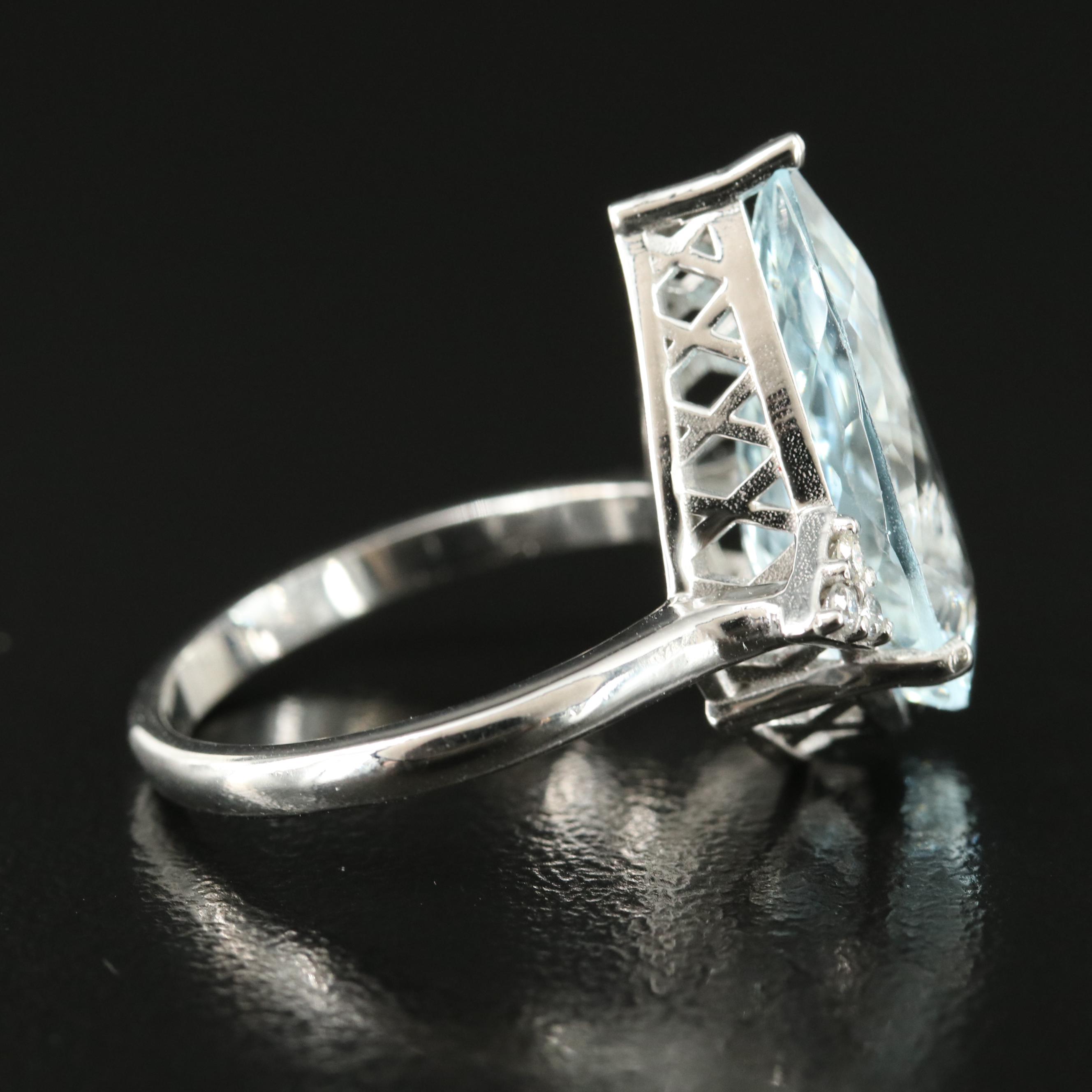 14K 6.57 CT Aquamarine and Diamond Ring
