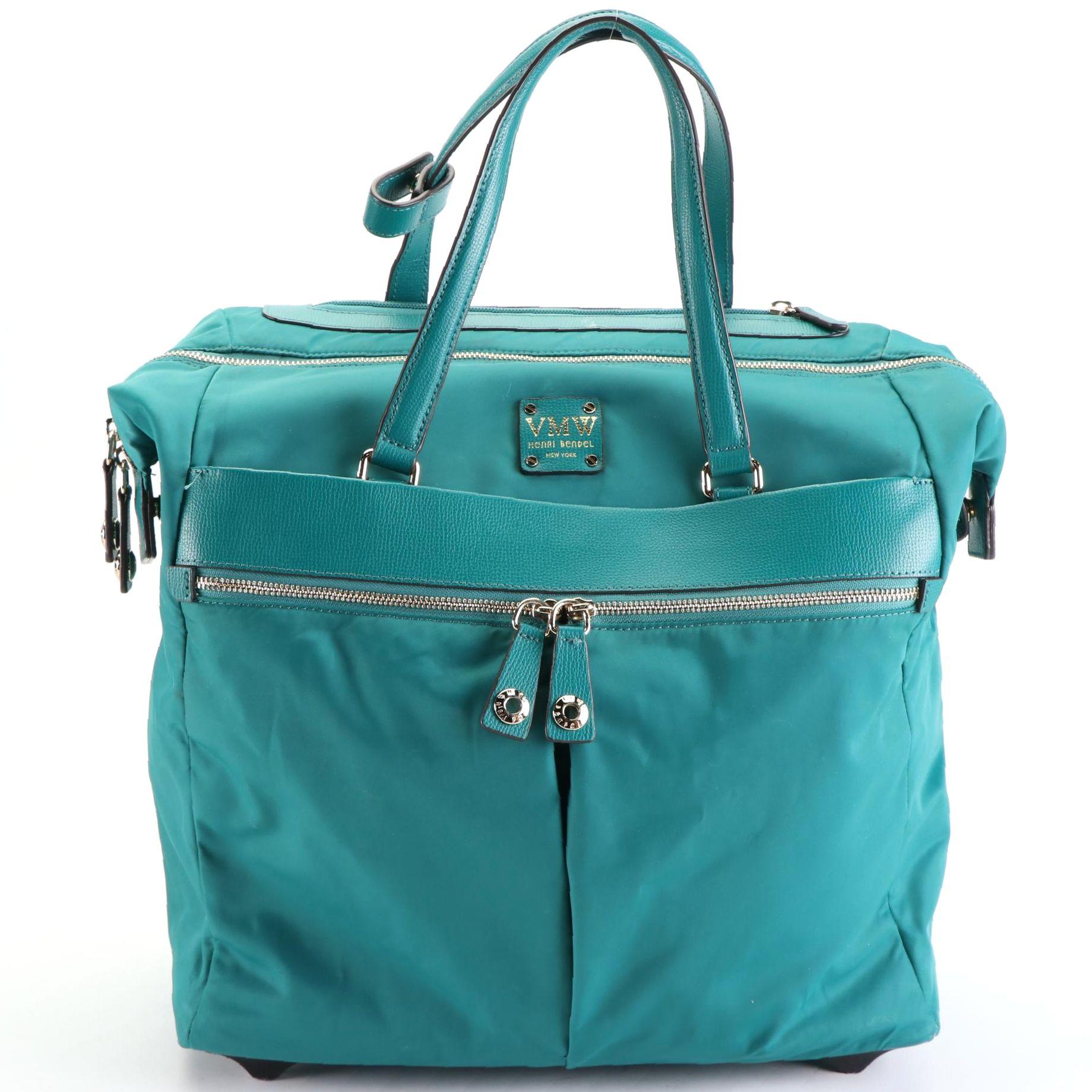 Henri Bendel Travel Bag in Nylon and Grain Leather with Extendable Handle