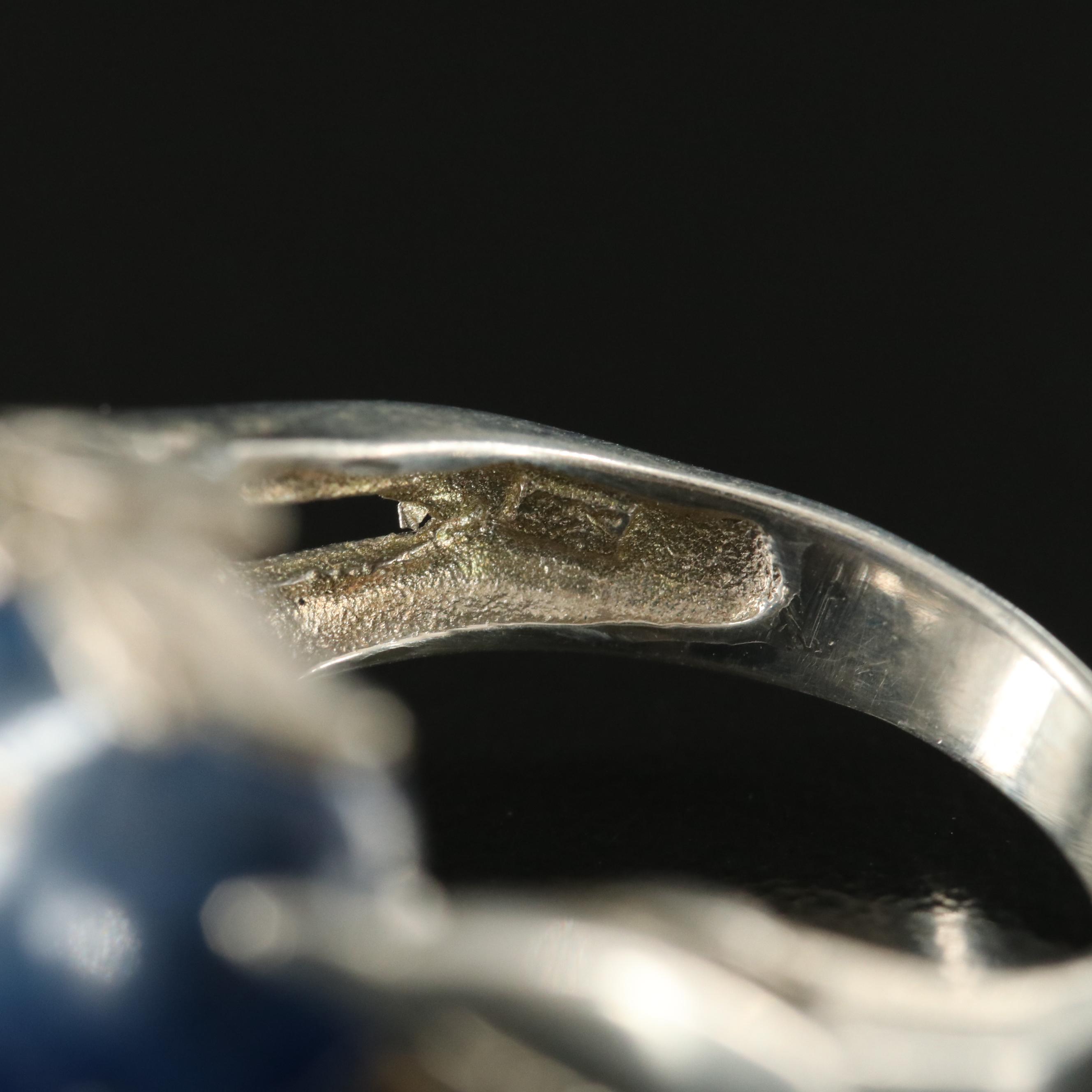 Sterling Kyanite Ring with Leaf Detailing