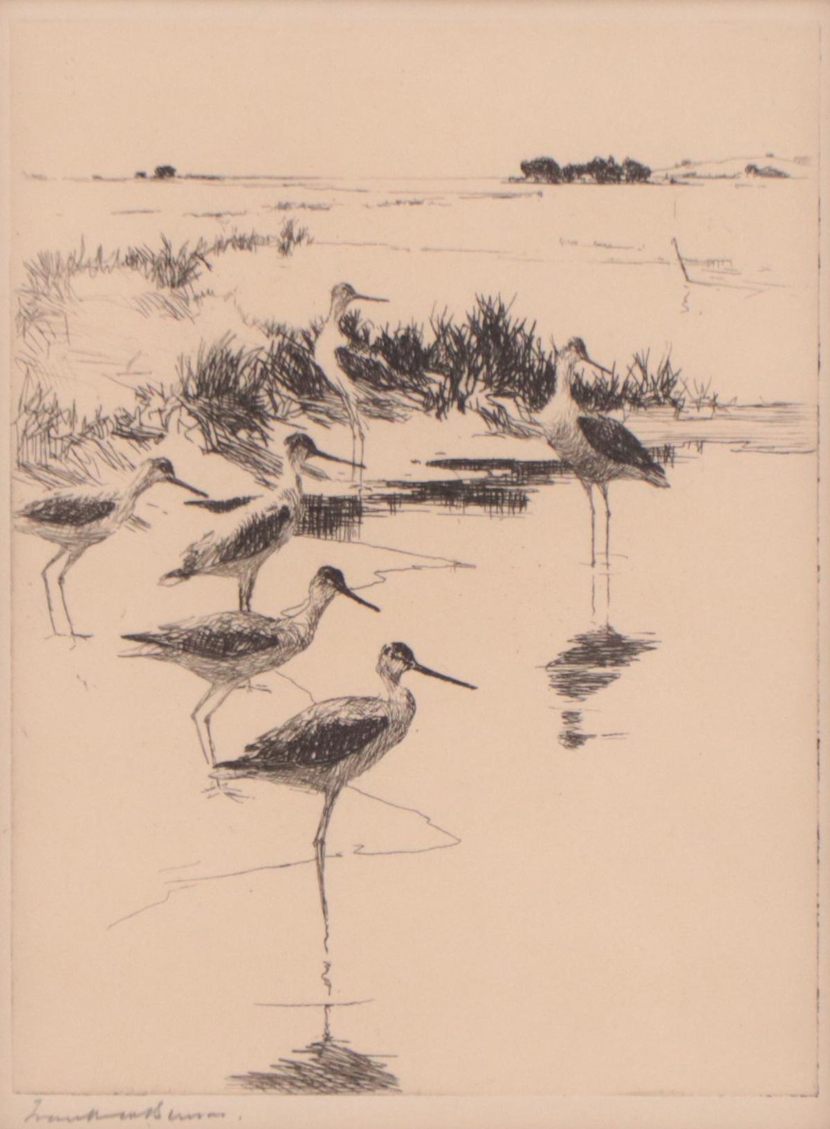 Frank W. Benson Etching "Yellowlegs No. 3," 1923