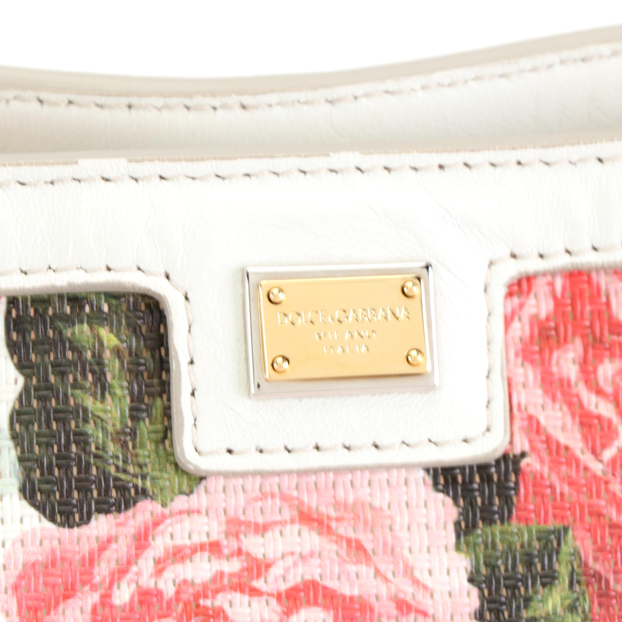 Dolce & Gabbana Floral Tote Bag with Leather Trim