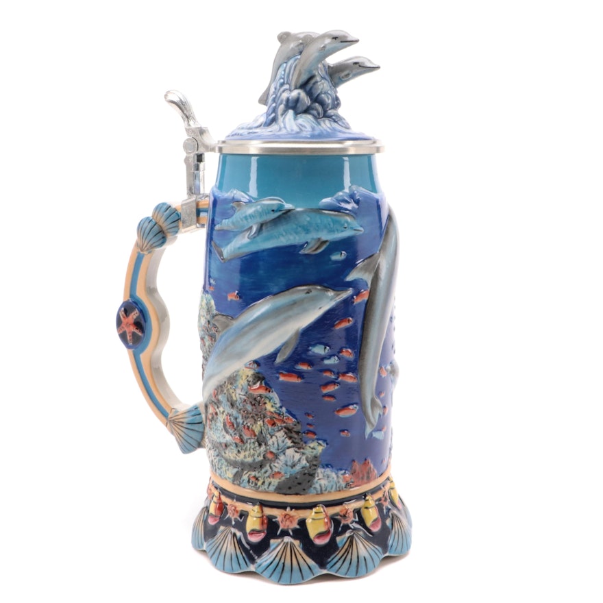 German "Wunder der Meere" Dolphin Limited Edition Collector's Stein