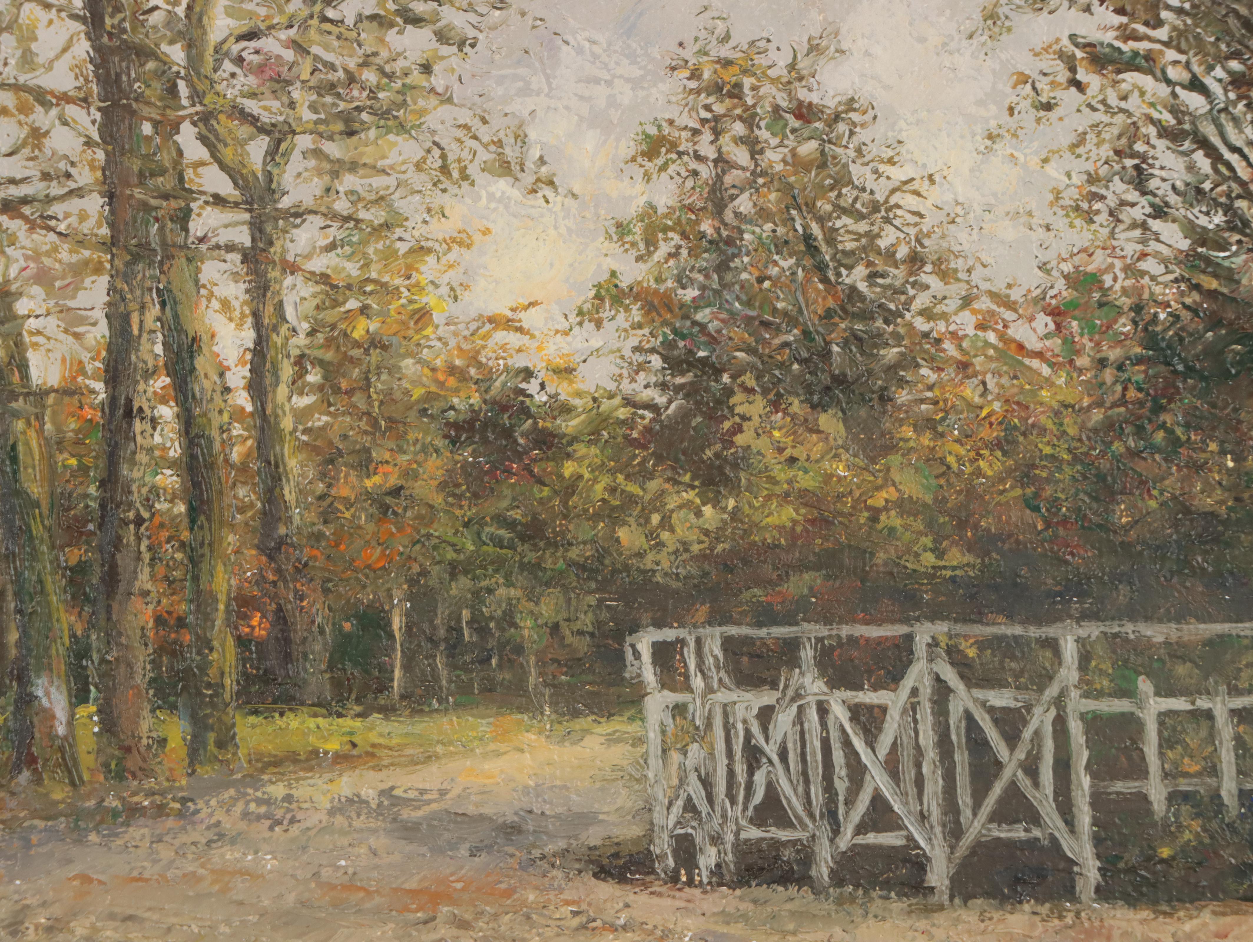 Hector Van Neer Farm Landscape Oil Painting, 1986