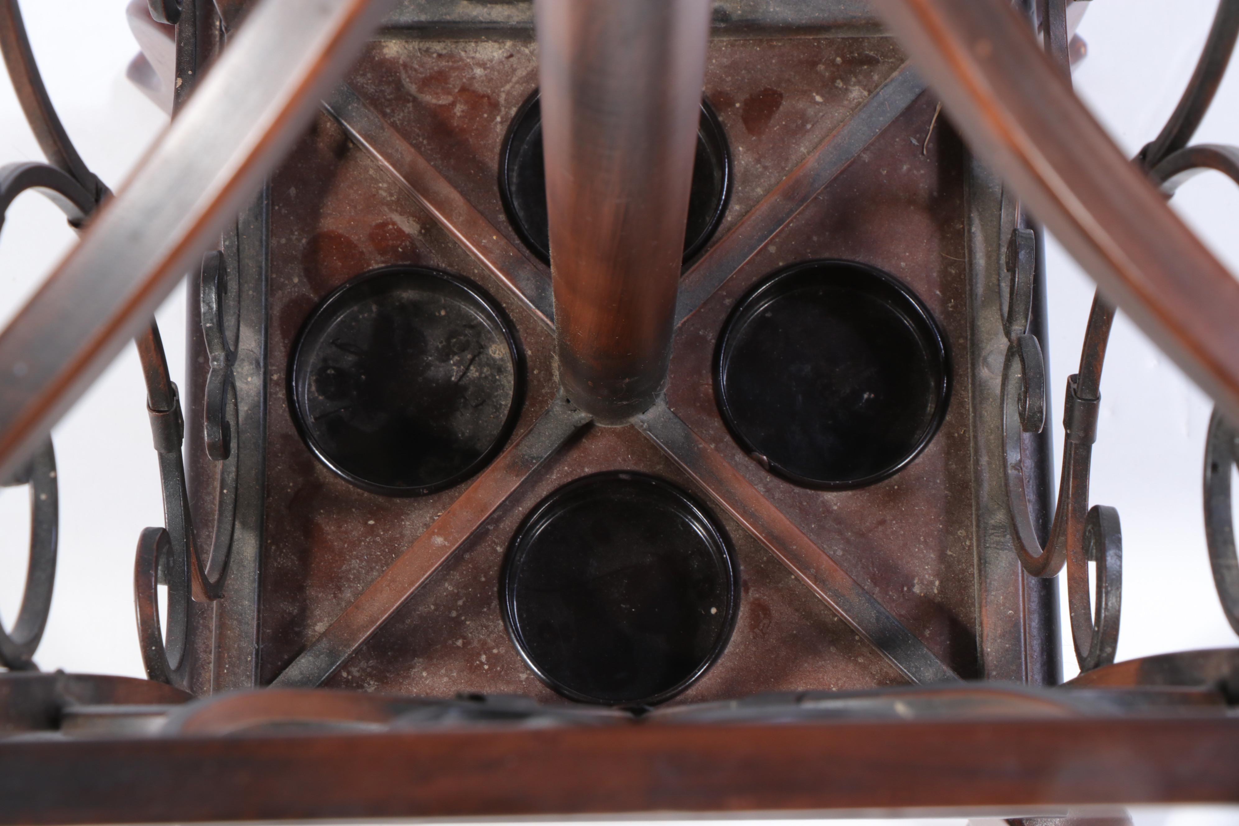 Bronze-Patinated and Scrolled Metal Hall Tree with Umbrella Stand