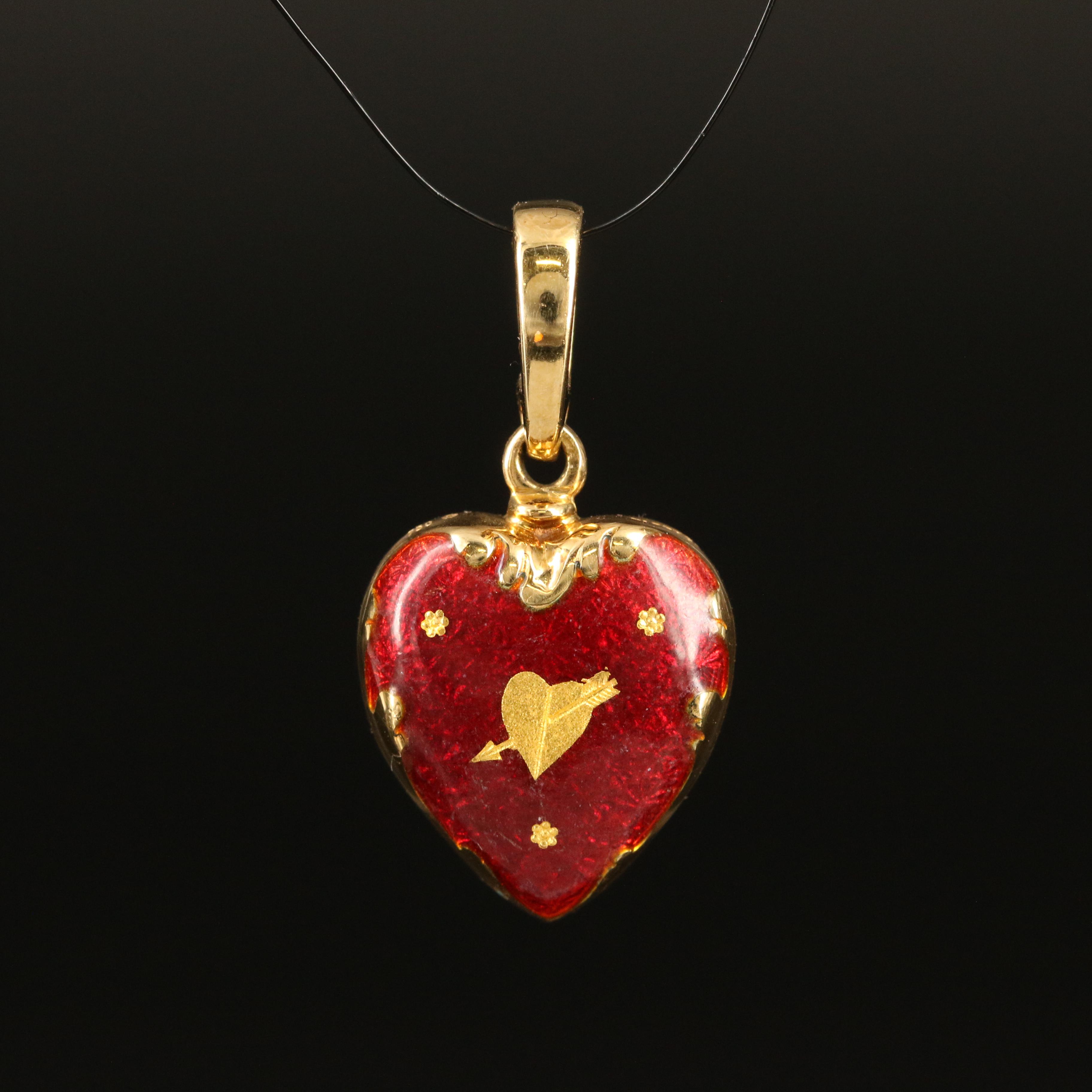 Fabergé 18K Enamel Heart Pendant