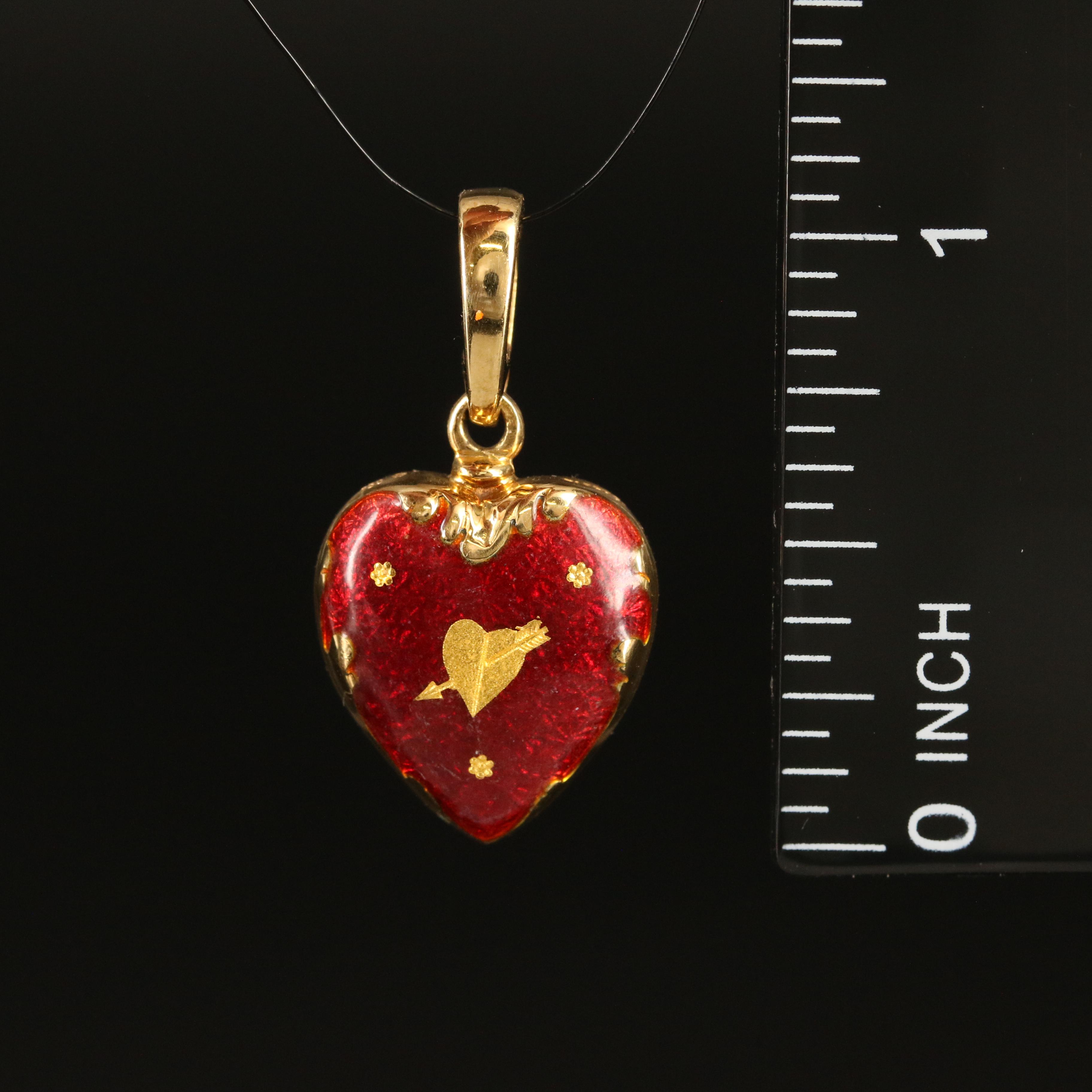 Fabergé 18K Enamel Heart Pendant