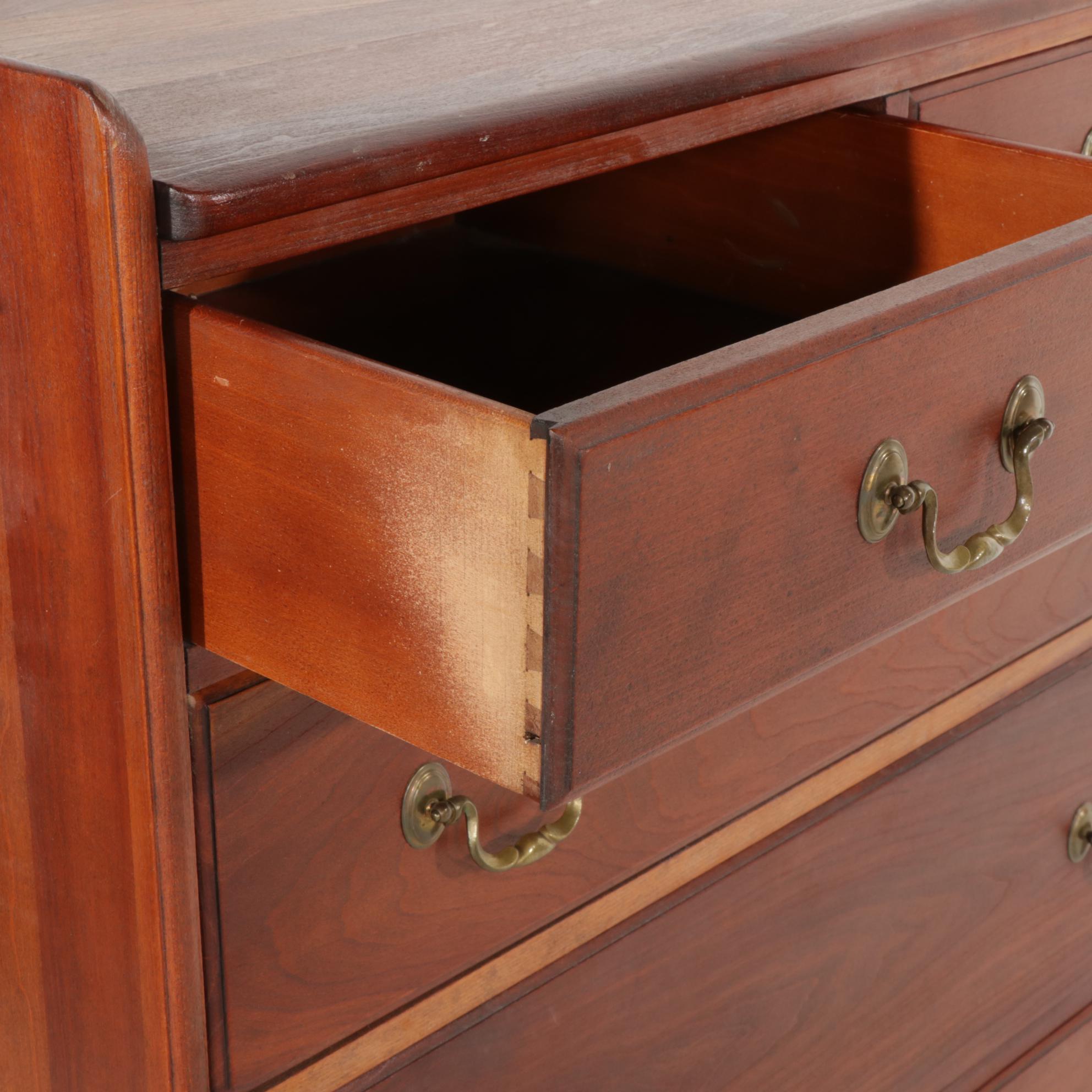 Cherry Chest of Drawers and Full Size Bed Frame, Mid to Late 20th Century