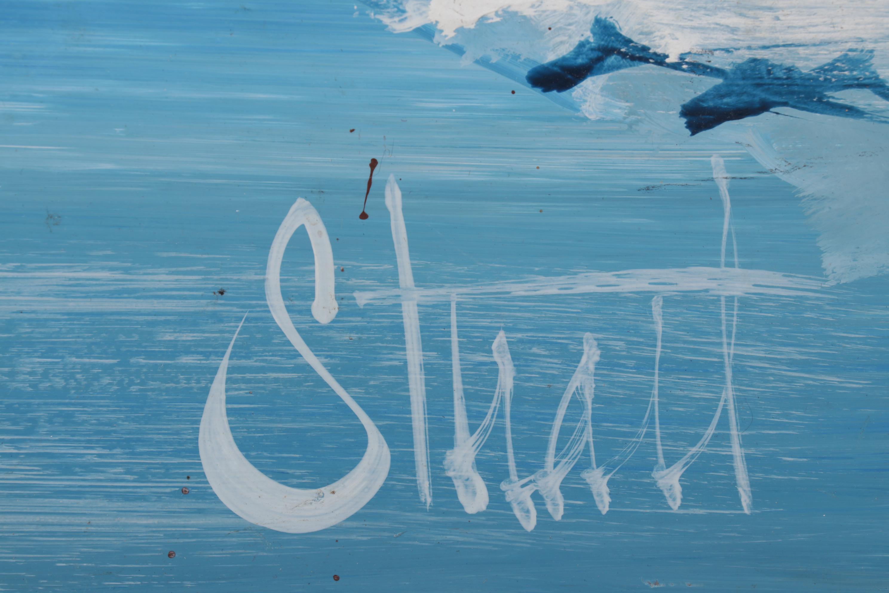 Vanguard Studios Acrylic Painting of Snowy Creekside, Late 20th Century