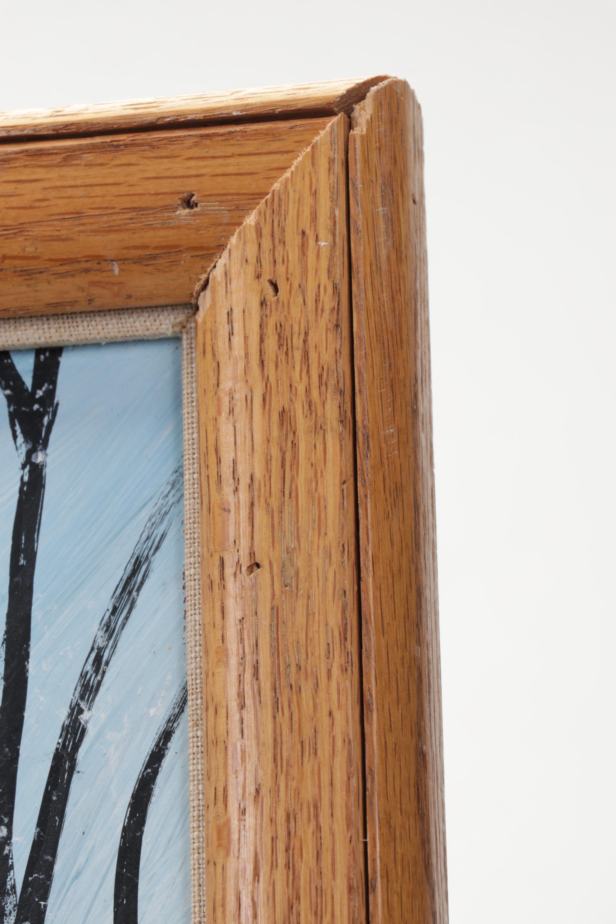 Vanguard Studios Acrylic Painting of Snowy Creekside, Late 20th Century