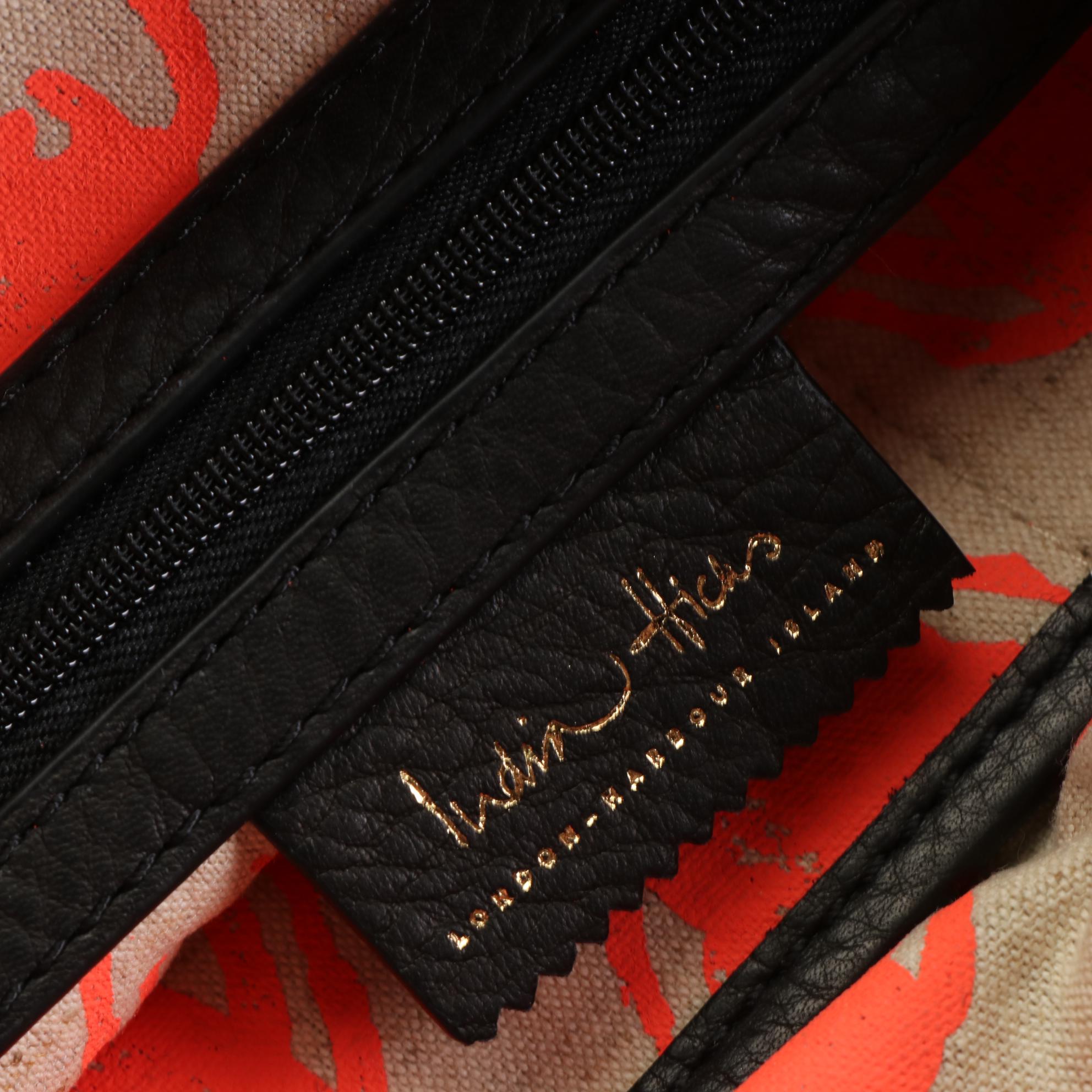 India Hicks Leather Zip Clutch with Canvas Zip Clutch and Cosmetic Zip Pouch