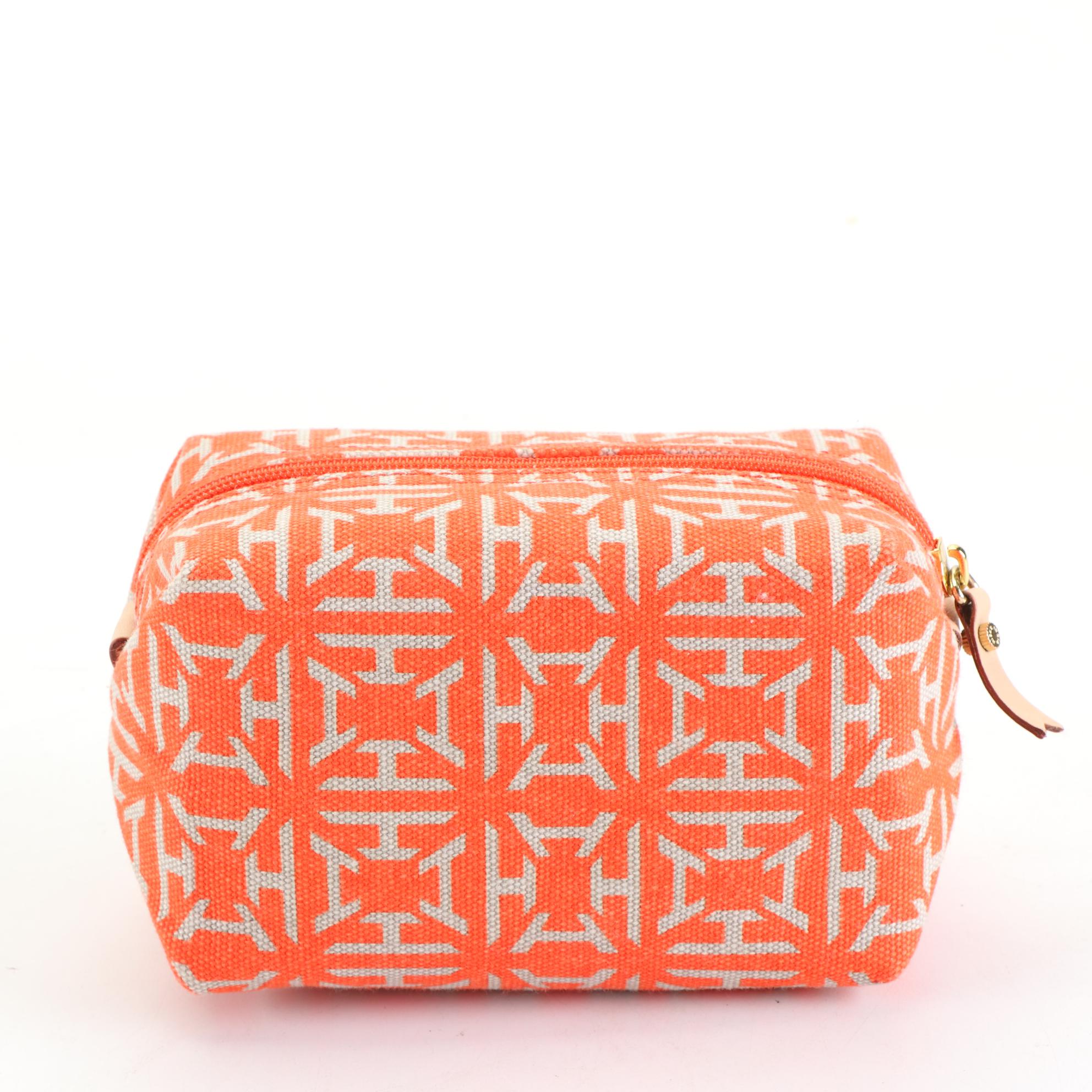 India Hicks Leather Zip Clutch with Canvas Zip Clutch and Cosmetic Zip Pouch