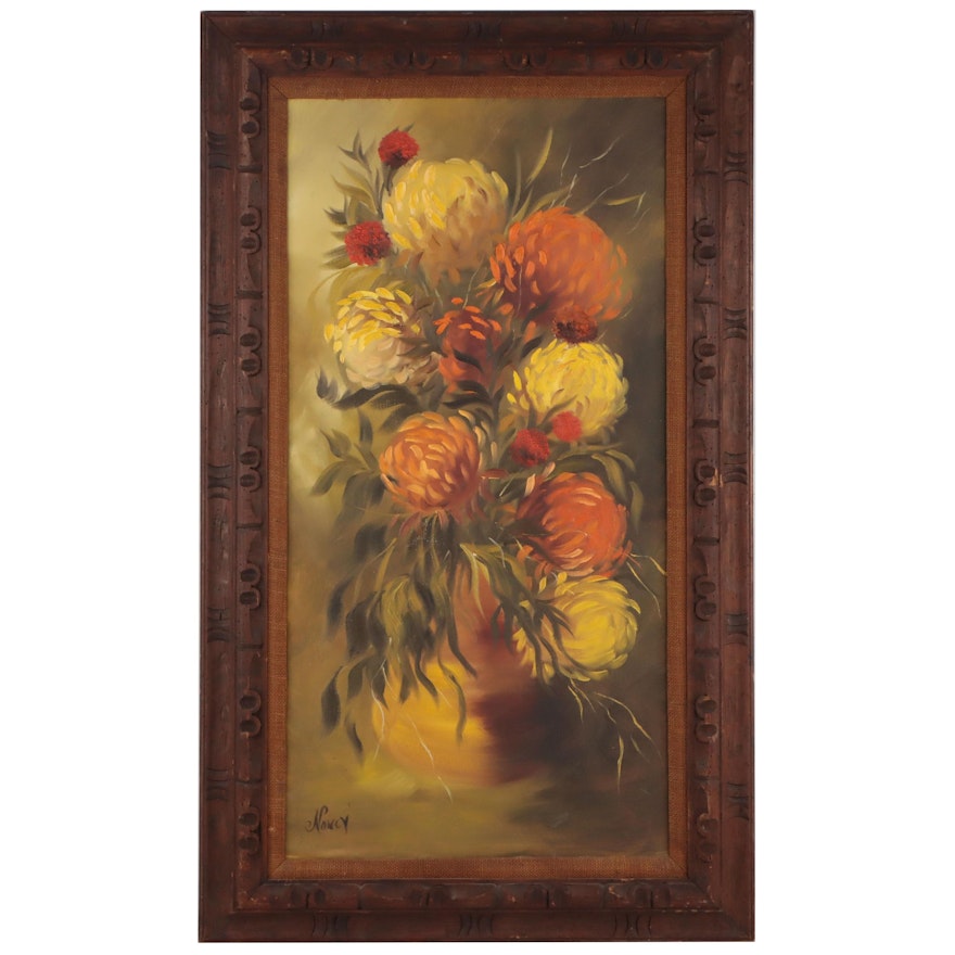 Floral Still Life Oil Painting, Circa 1960