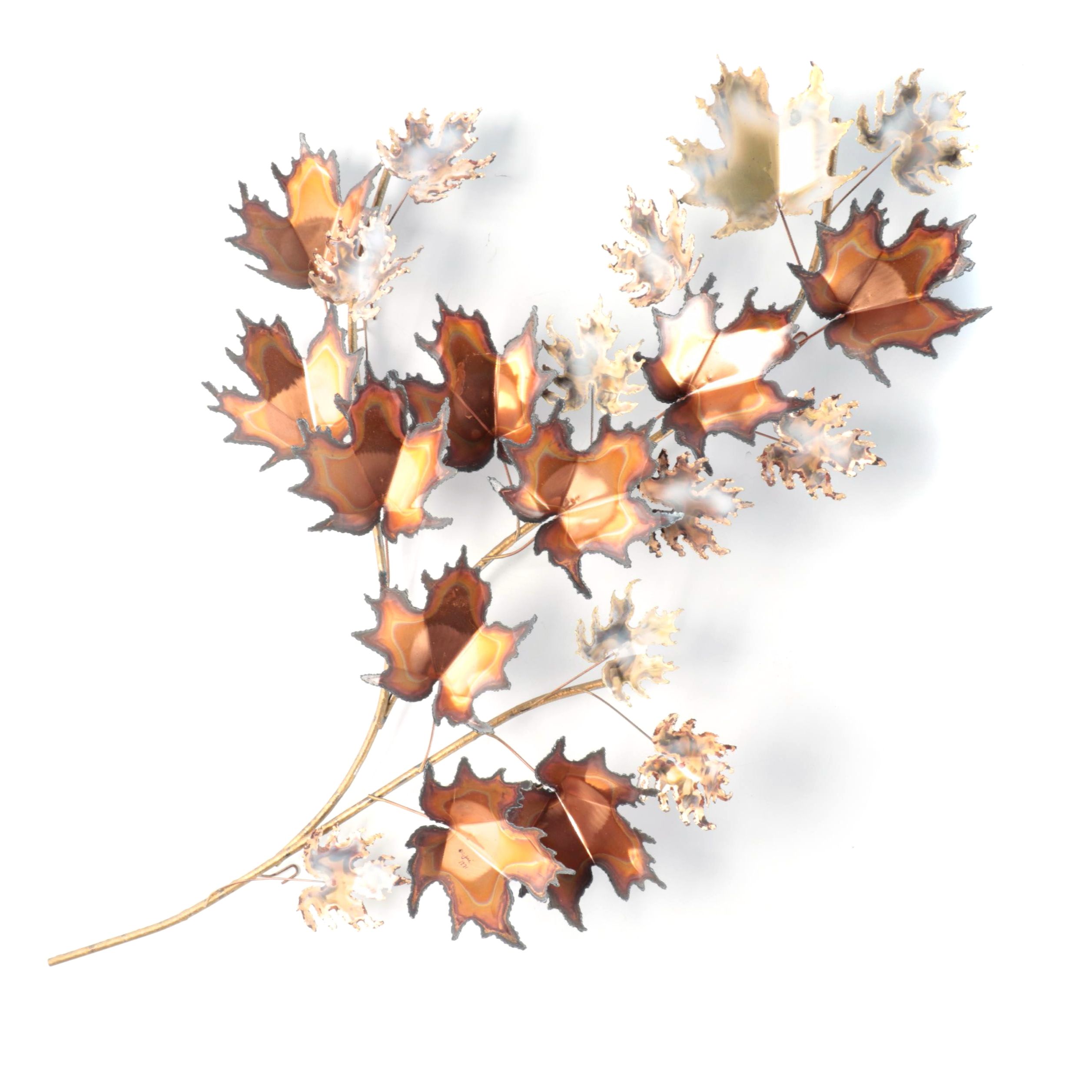 Curtis Jere Brass and Metal Maple Leaf Wall Decor, 1971