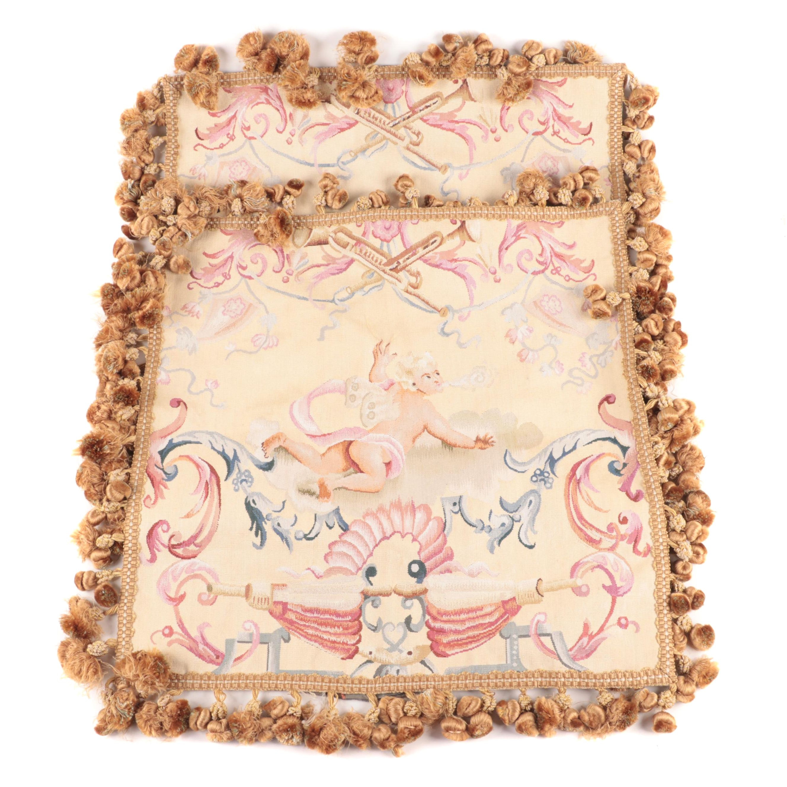 Baroque Style Woven FAbric Pillow Covers With Tassel Trim