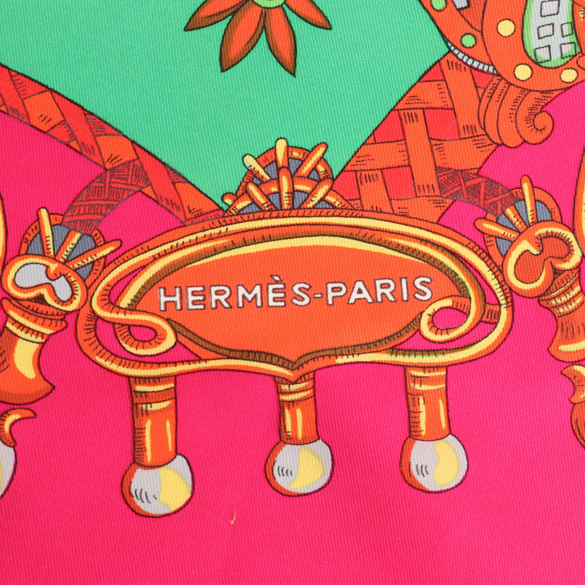 Hermès "Tournez Manege" Scarf 90 in Silk Twill
