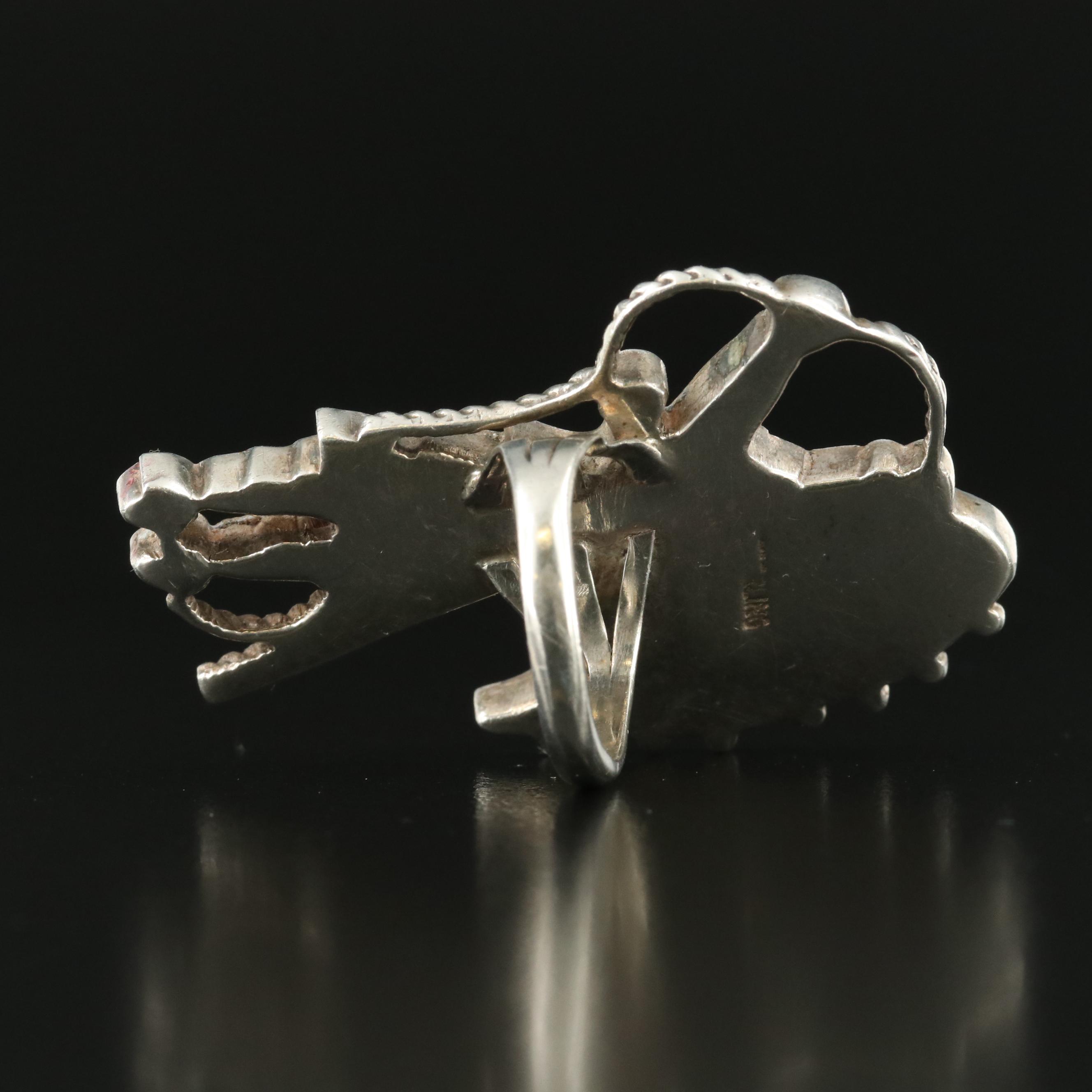 Western Sterling Figural Inlay Ring