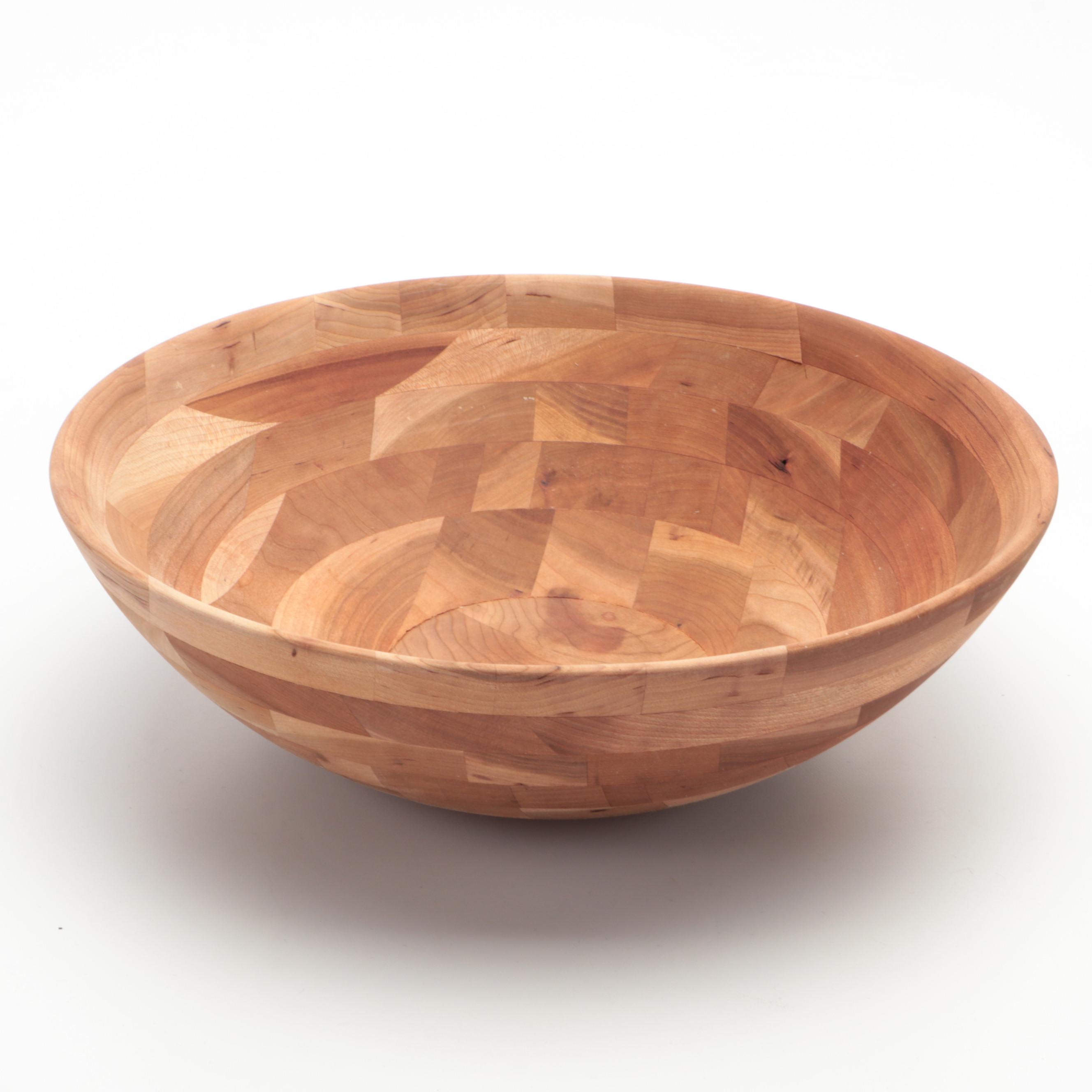 Snow River Handcrafted Wooden Bowl with Hammered Metal Bowl and Serving Tray
