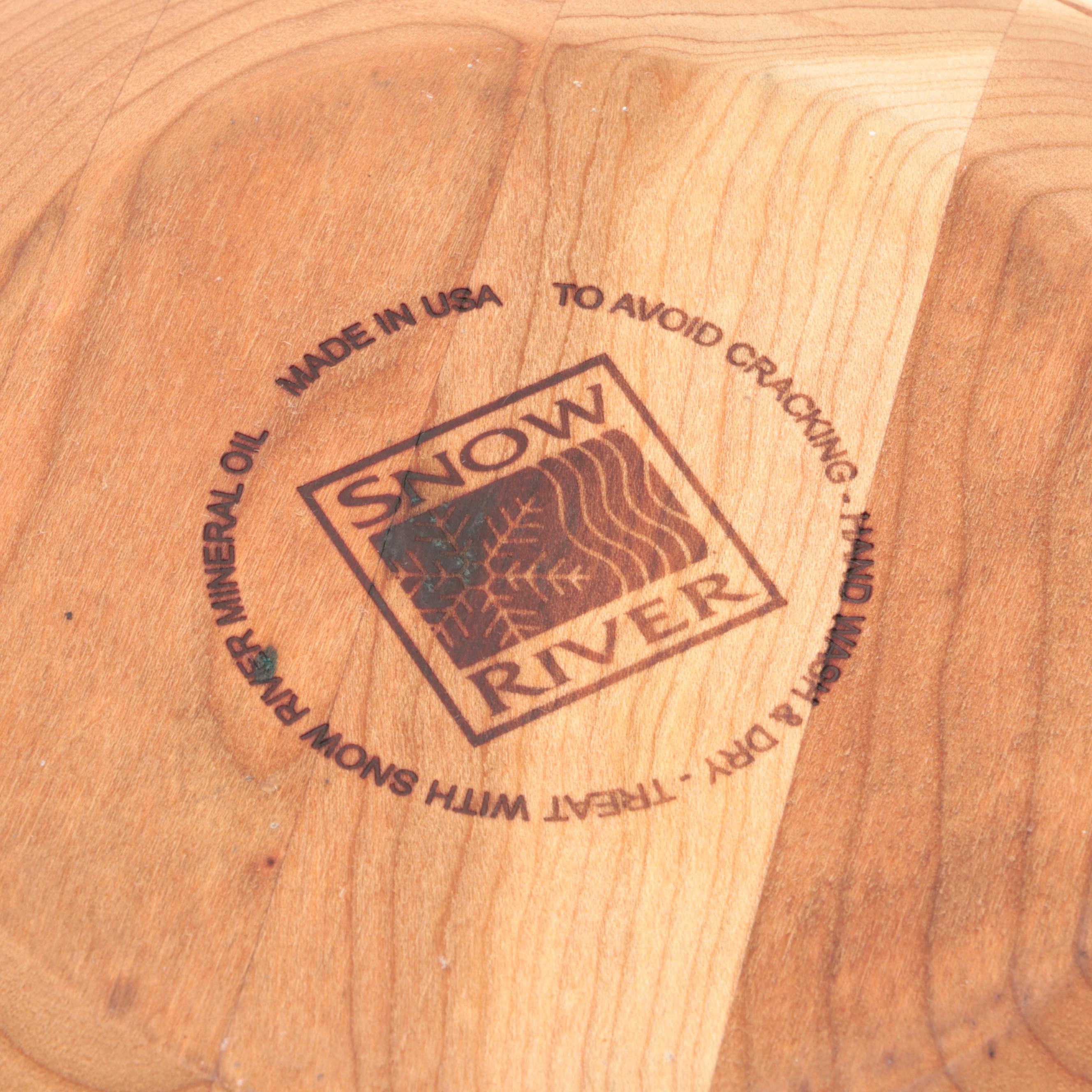 Snow River Handcrafted Wooden Bowl with Hammered Metal Bowl and Serving Tray