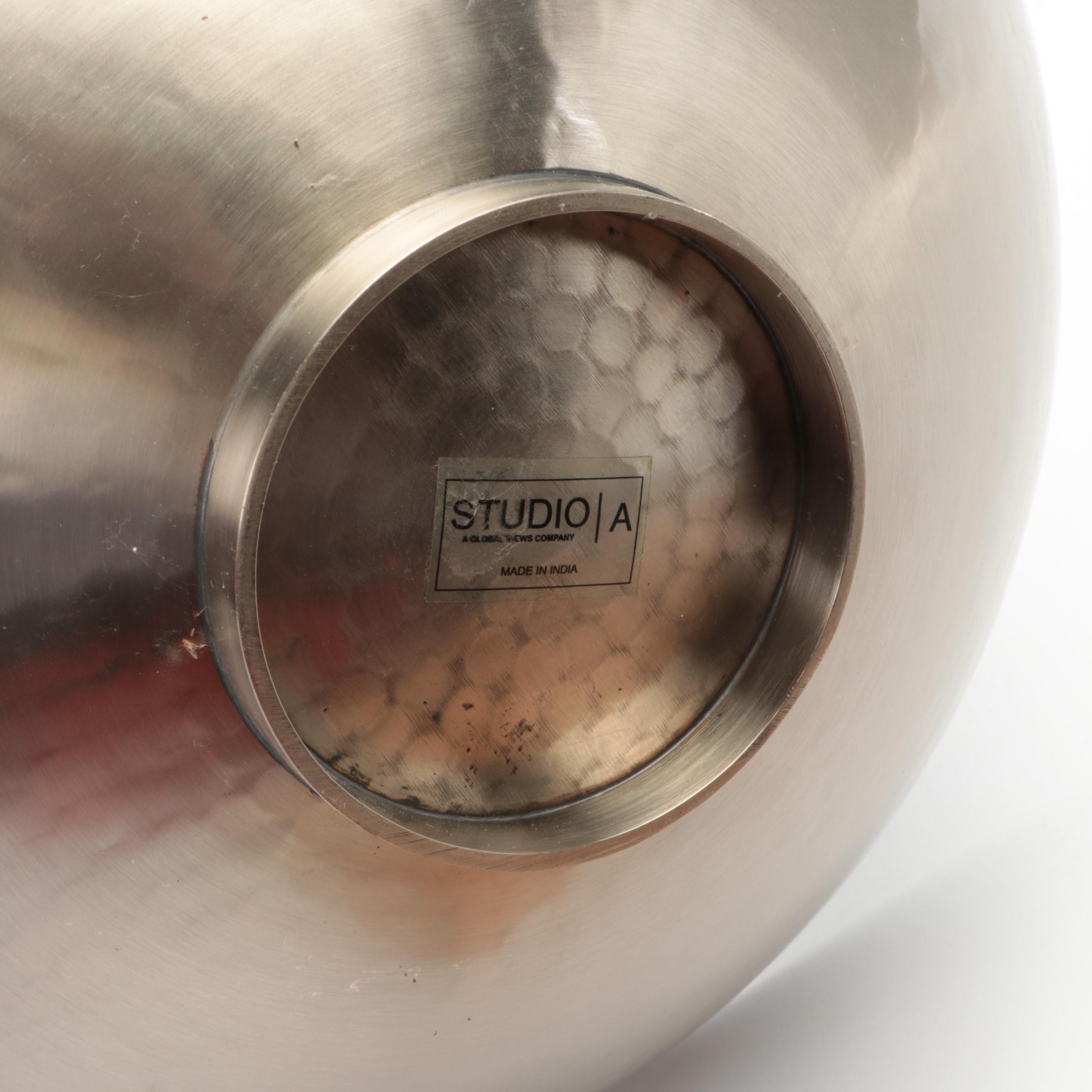 Snow River Handcrafted Wooden Bowl with Hammered Metal Bowl and Serving Tray