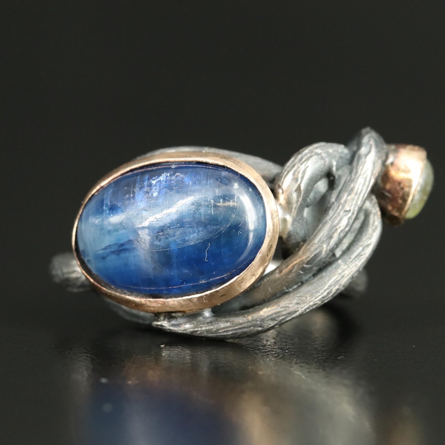 Sterling Kyanite and Touramline Ring