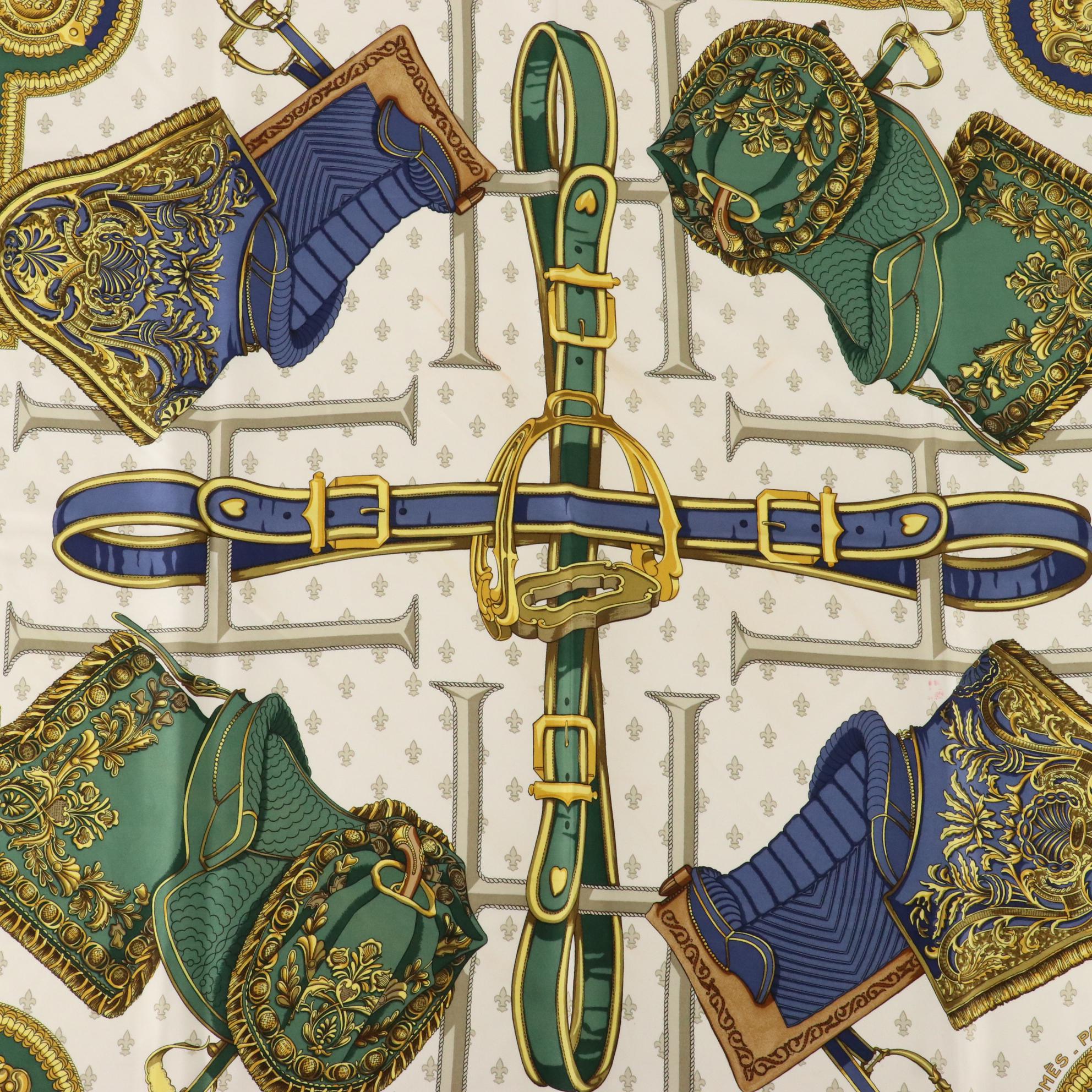 Hermès Early Issue "Selles a Housse" Scarf 90 in Silk Twill